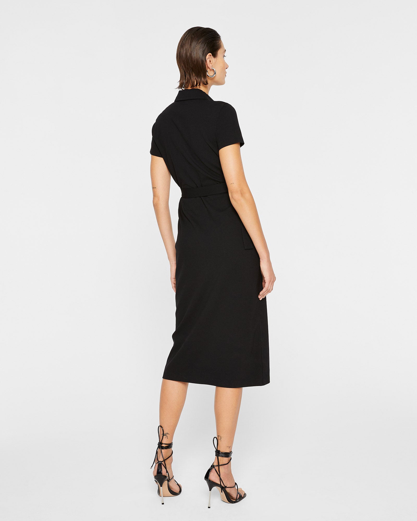 CLUB MONACO - Robe longue en tricot point de Rome - Marine