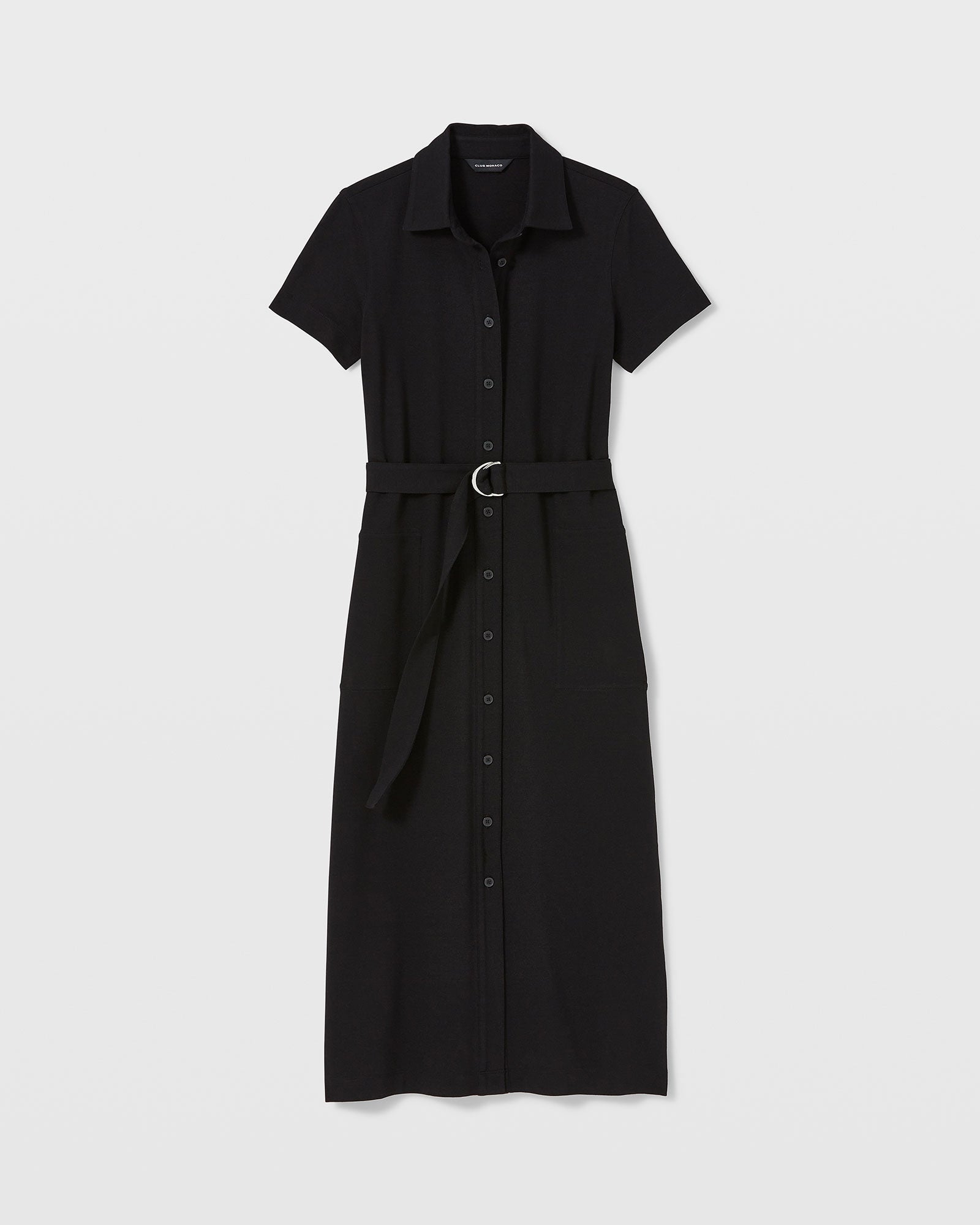 CLUB MONACO - Robe longue en tricot point de Rome - Marine