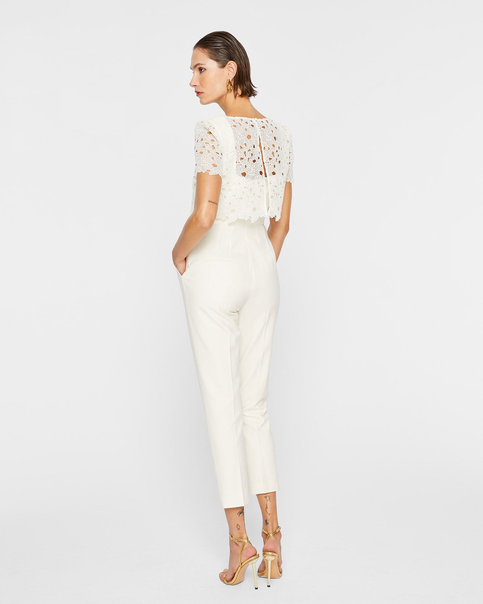 CLUB MONACO - Lace Layered Jumpsuit - Cream Pearl