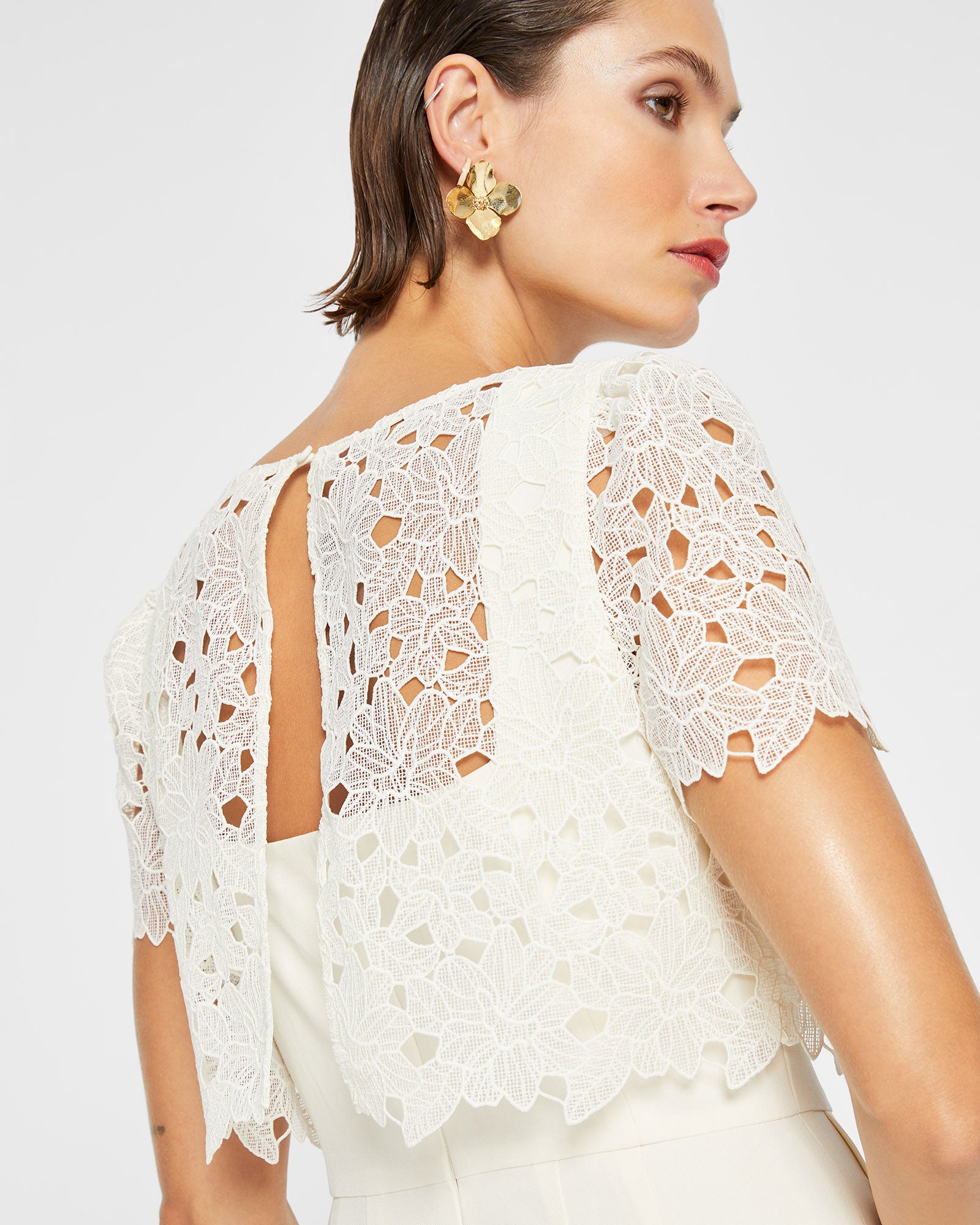 CLUB MONACO - Lace Layered Jumpsuit - Cream Pearl