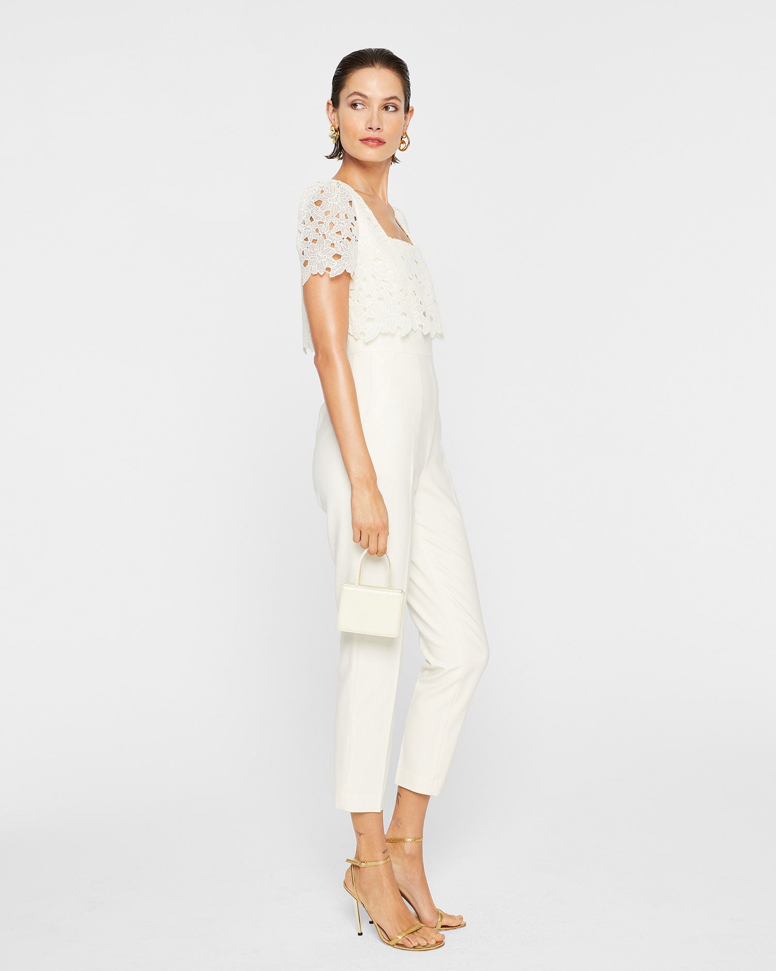 CLUB MONACO - Lace Layered Jumpsuit - Cream Pearl
