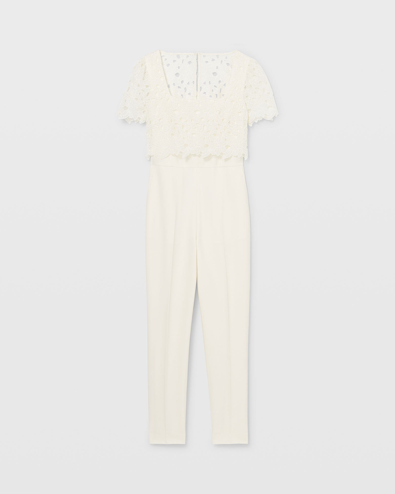 CLUB MONACO - Lace Layered Jumpsuit - Cream Pearl