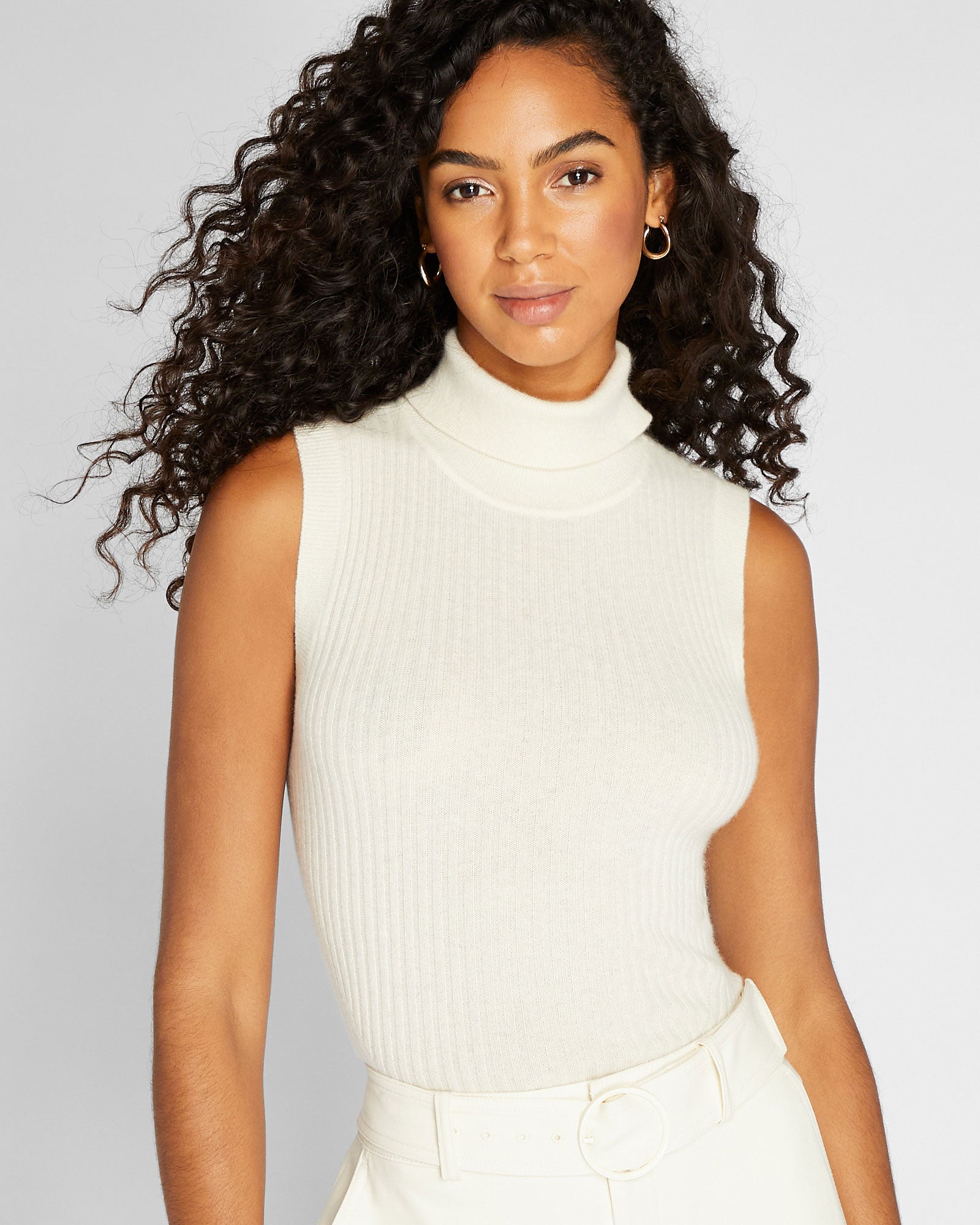 CLUB MONACO - Cashmere Button Mock Neck Sweater - Ivory