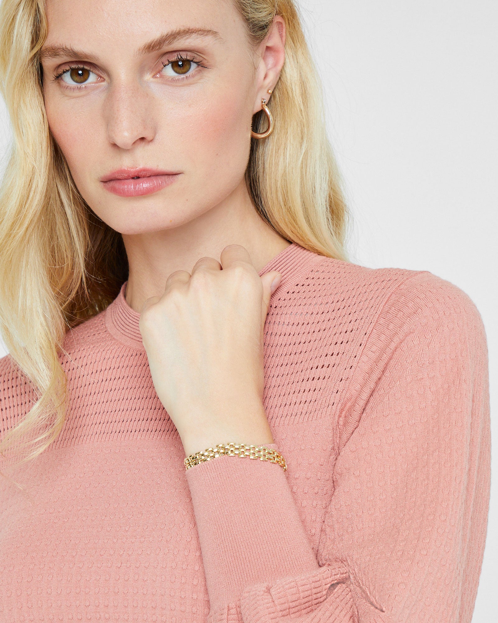 CLUB MONACO - Chandail ras du cou texturé - Rose poussiéreux