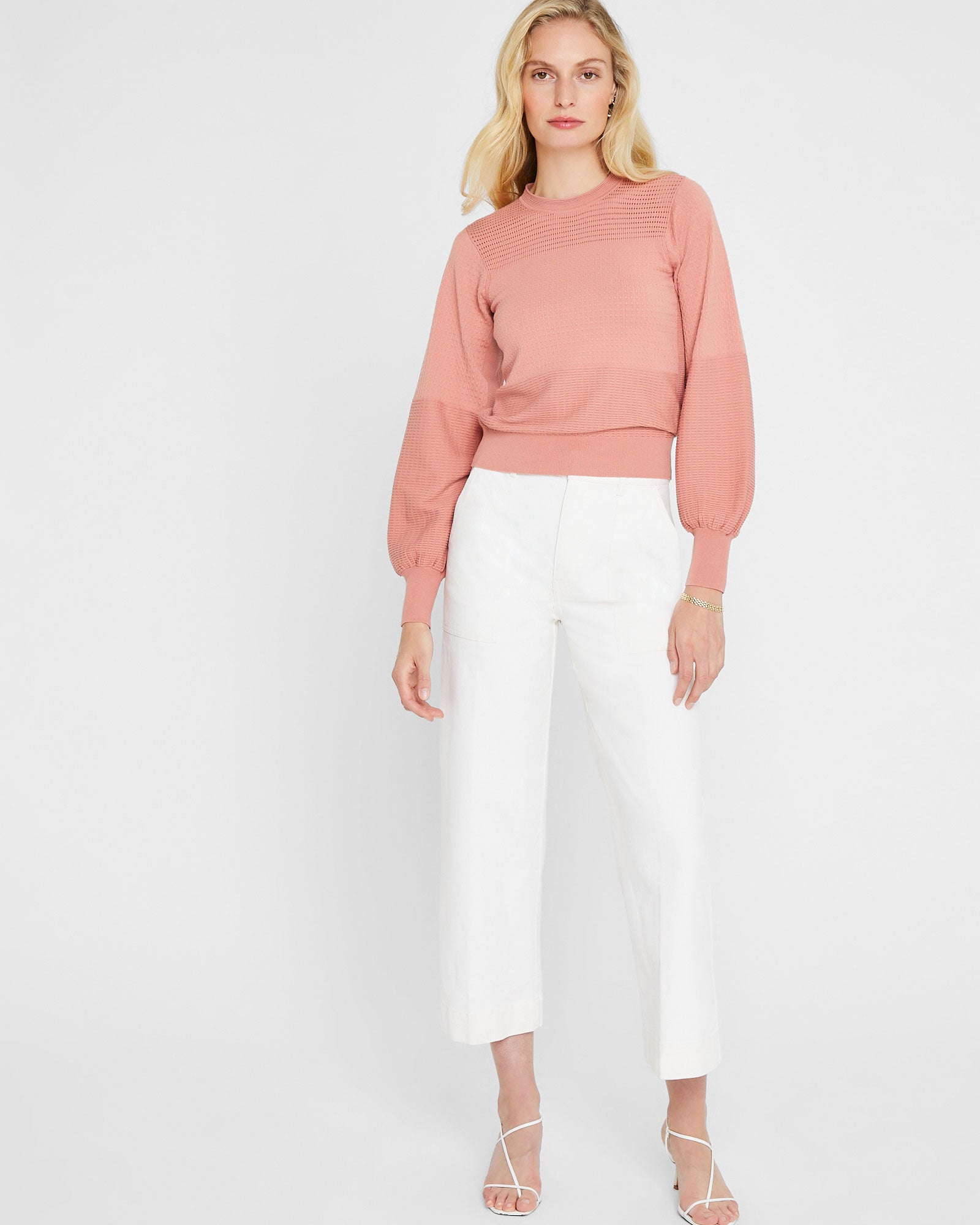 CLUB MONACO - Chandail ras du cou texturé - Rose poussiéreux