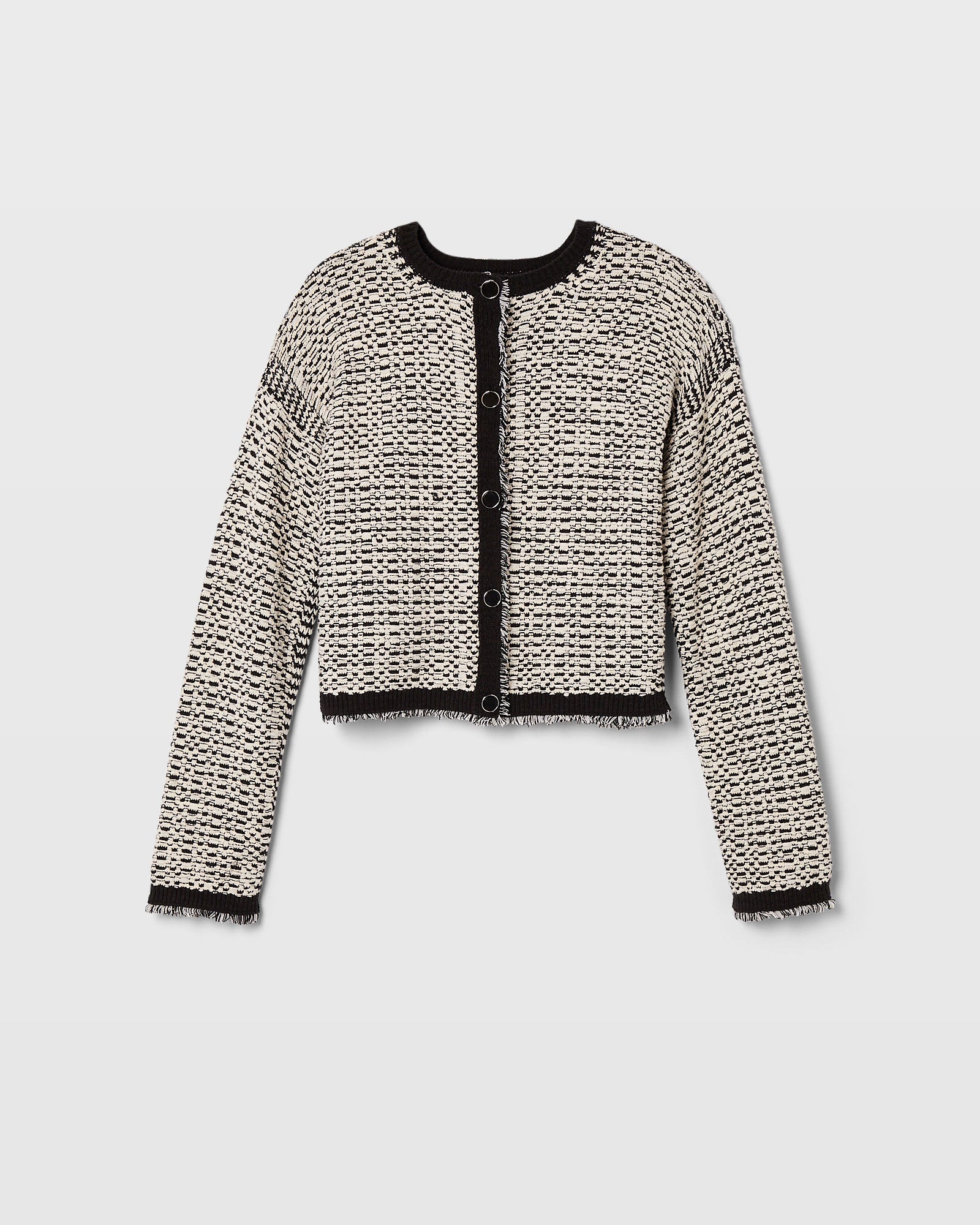 CLUB MONACO - Textured Stitch Cardigan - White-Black