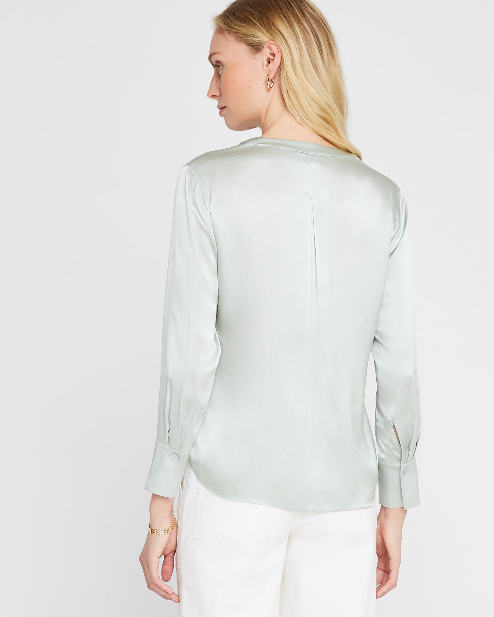 CLUB MONACO - Chemisier en soie charmeuse - Vert foncé