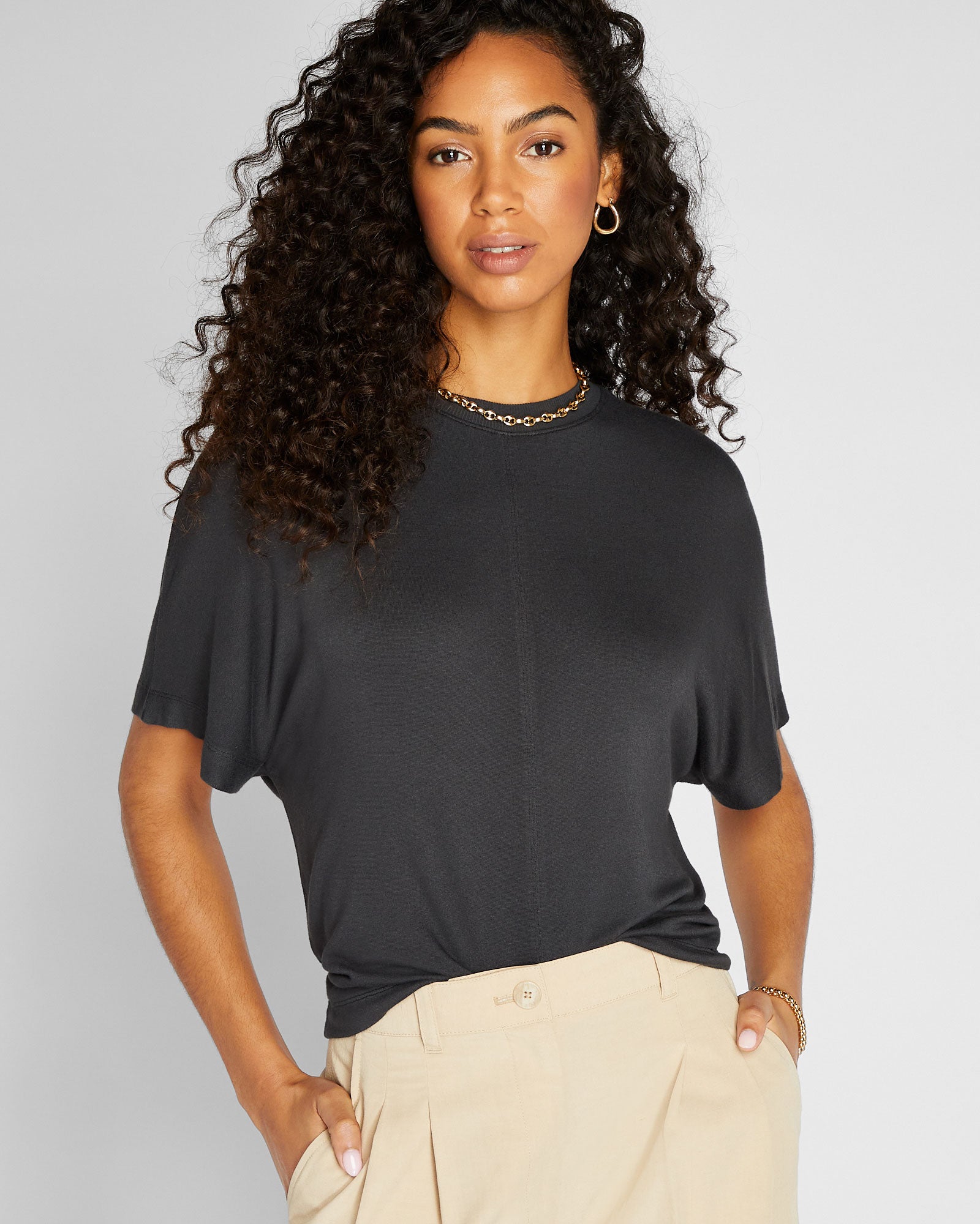 CLUB MONACO - Knit Dolman Tee - Black