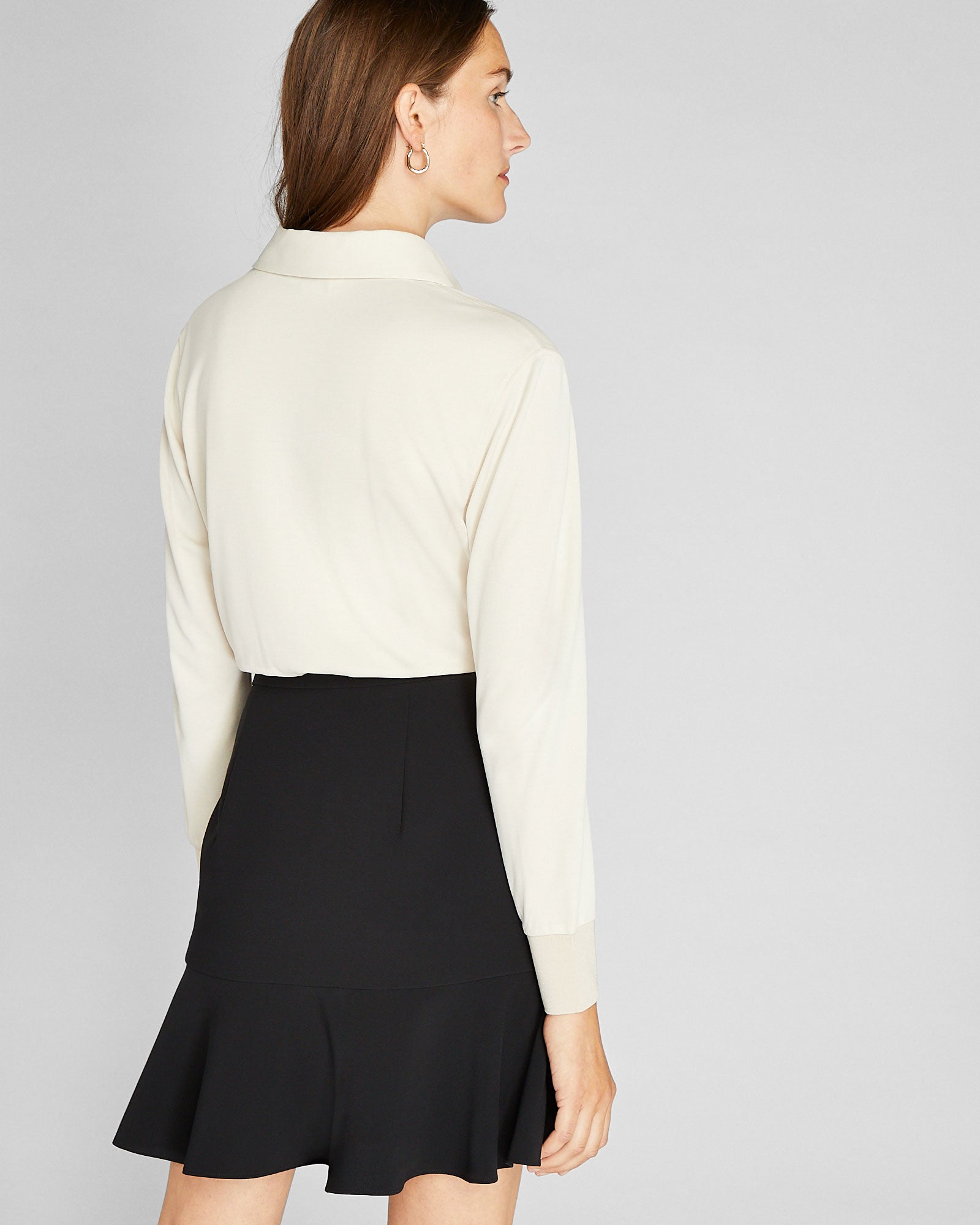 CLUB MONACO - Long Sleeve Sandwash Knit Top - Turtle Dove