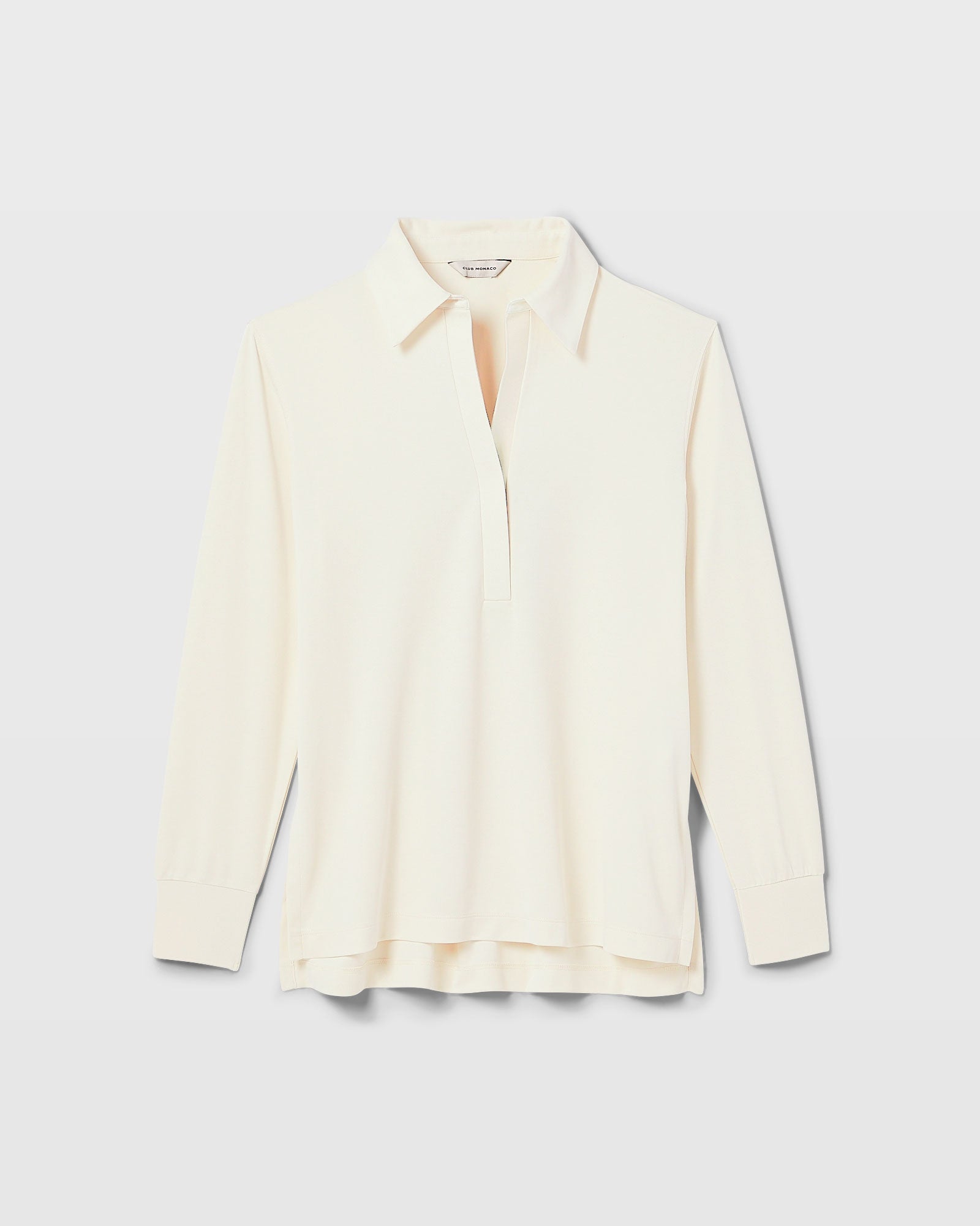 CLUB MONACO - Long Sleeve Sandwash Knit Top - Turtle Dove