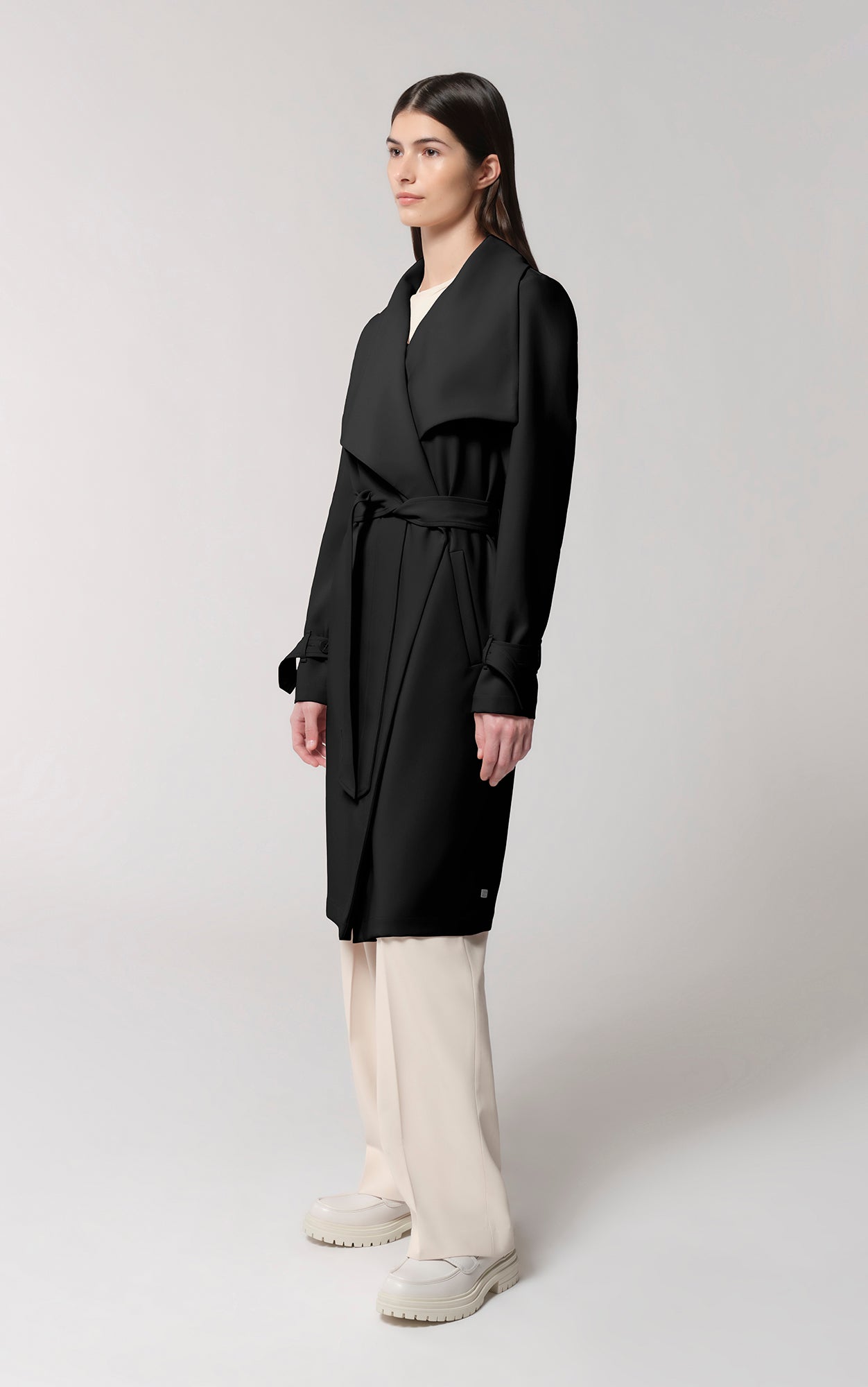 Women's Black SOIA & KYO Olivia Draped Wrap Coat in Black | Club