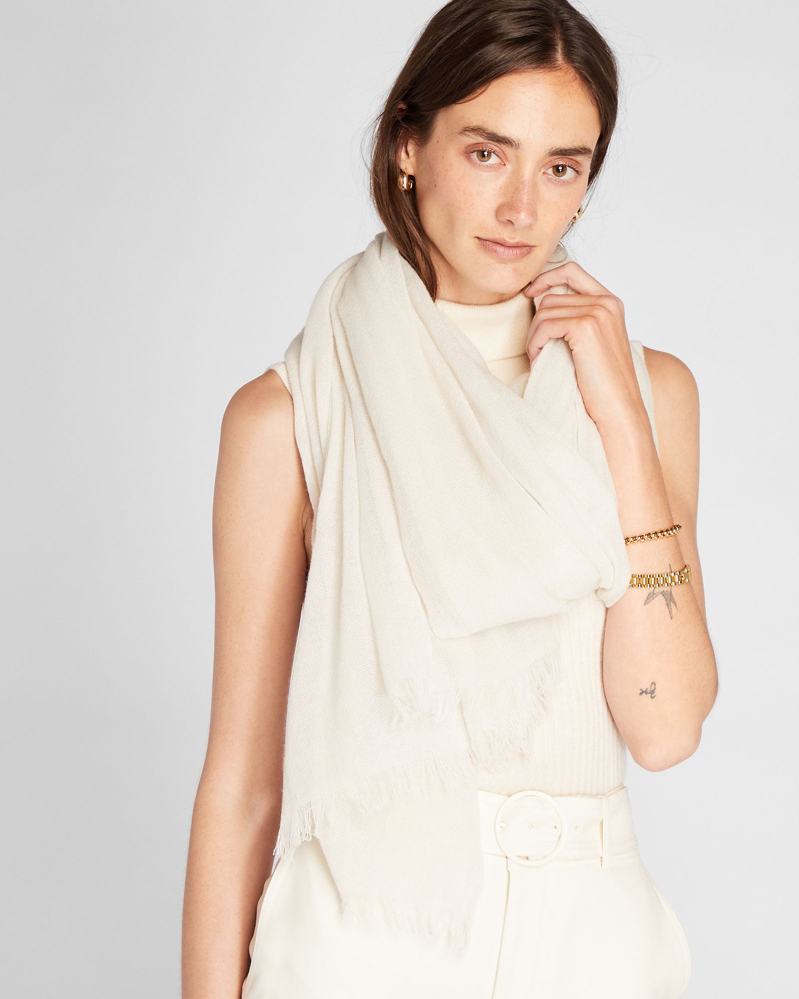 CLUB MONACO - Senella Wool-Cashmere Scarf - Blanc De Blanc