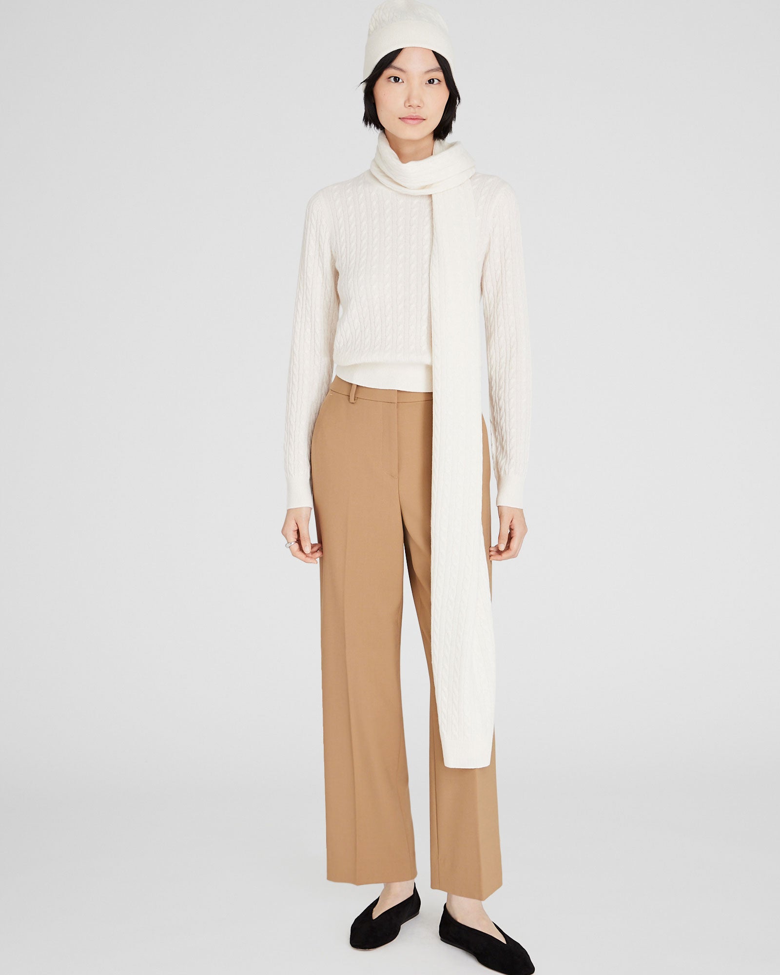 CLUB MONACO - Mini-Cable Cashmere Scarf - Off White