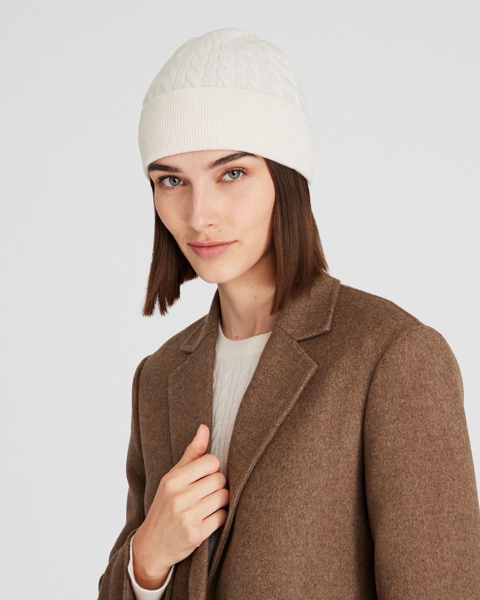 CLUB MONACO - Cable-Knit Cashmere Hat - Off White