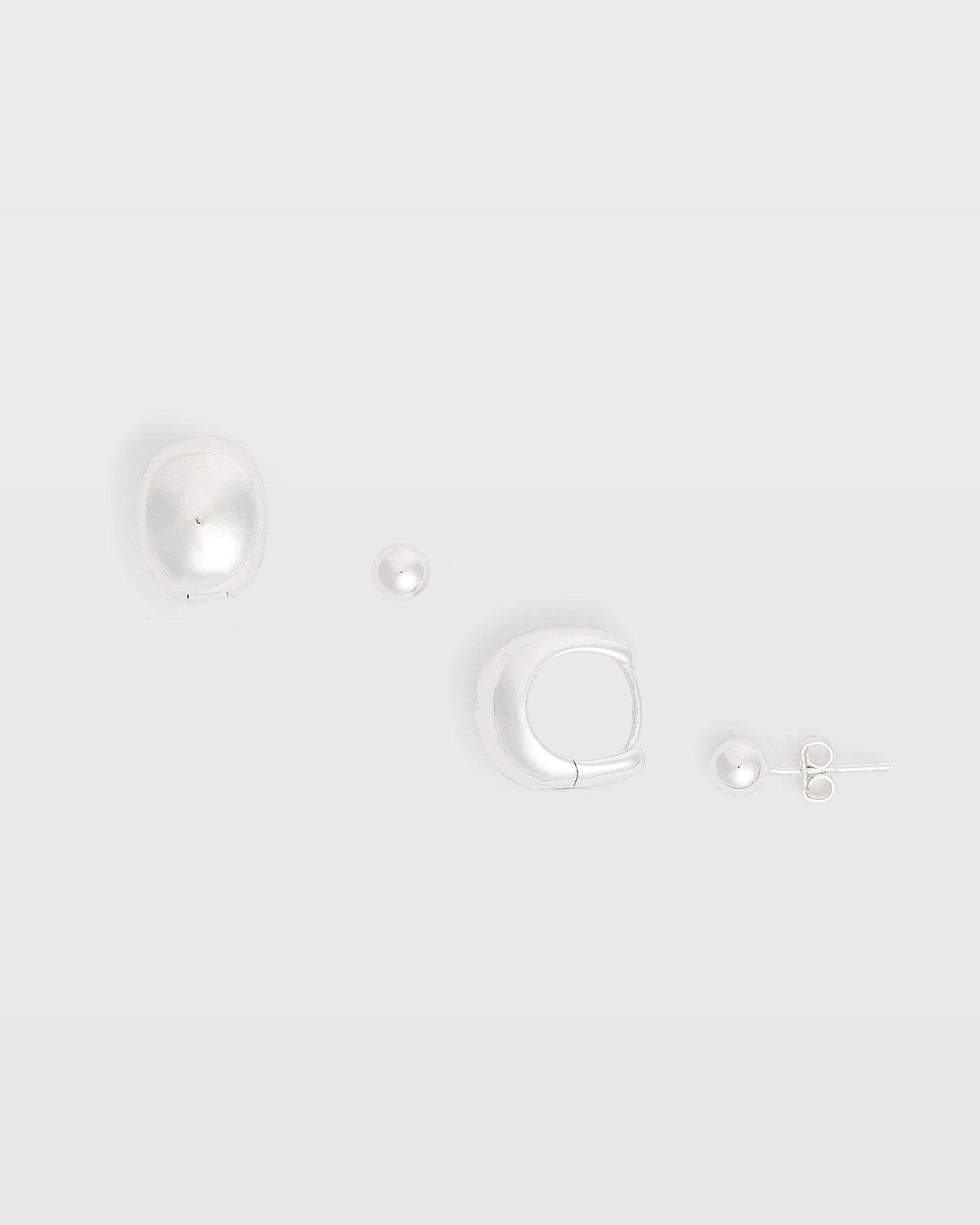 CLUB MONACO - Tapered Hoop Earring Set - Silver