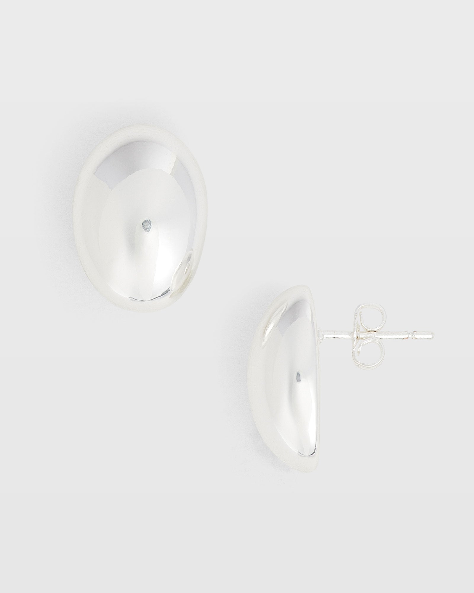 CLUB MONACO - Oval Domed Stud Earrings - Silver