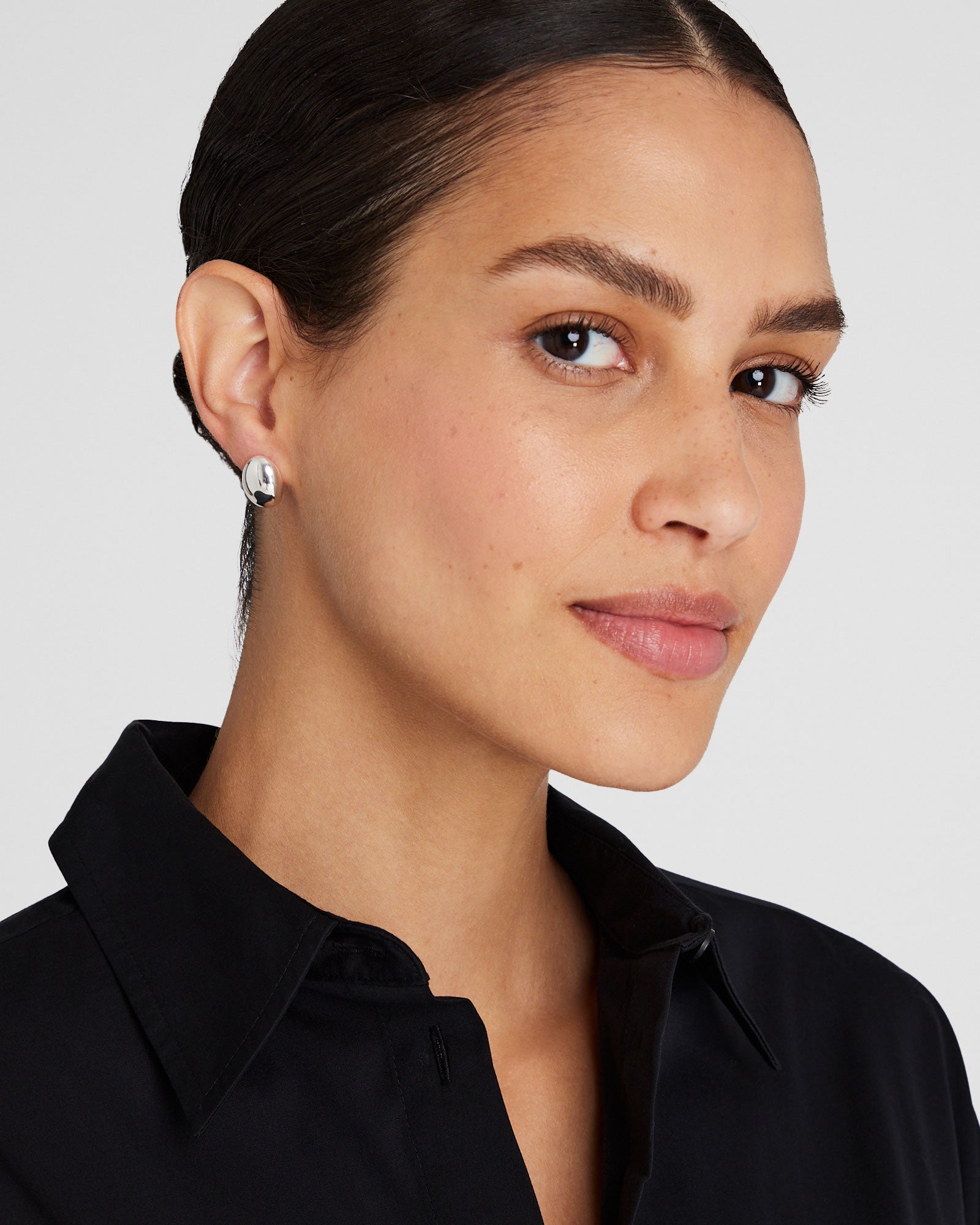 CLUB MONACO - Oval Domed Stud Earrings - Silver