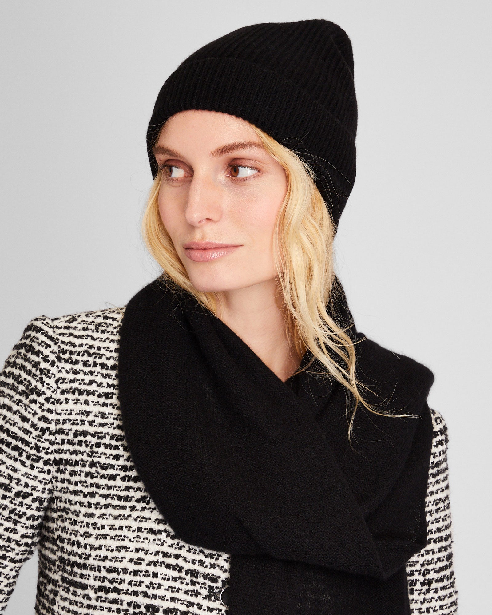 CLUB MONACO - Turnback Rib Hat - Black