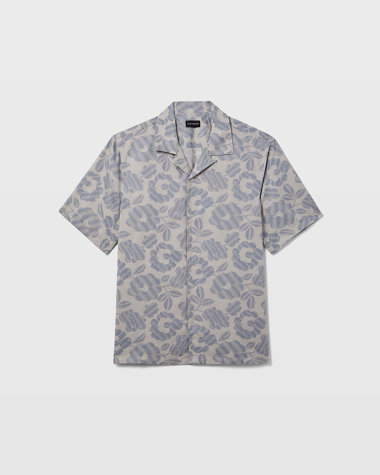 CLUB MONACO - Short Sleeve Camp Collar Floral Print Shirt - Blue Mix