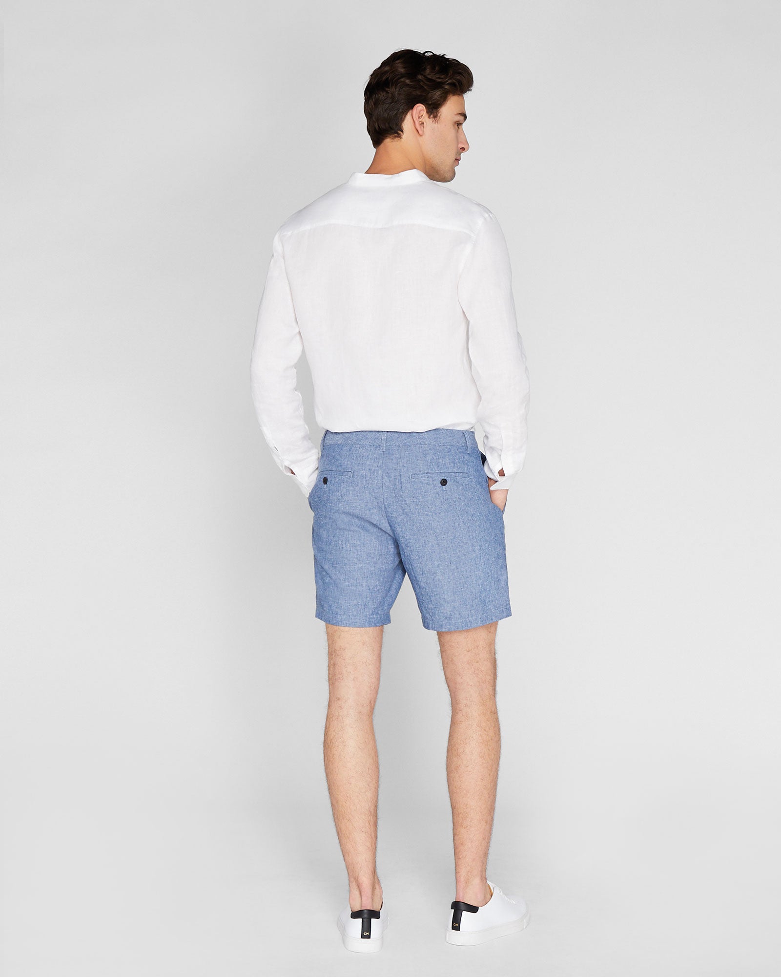 CLUB MONACO - Short chambray Baxter 18 cm (7 po) - Mélange Bleu