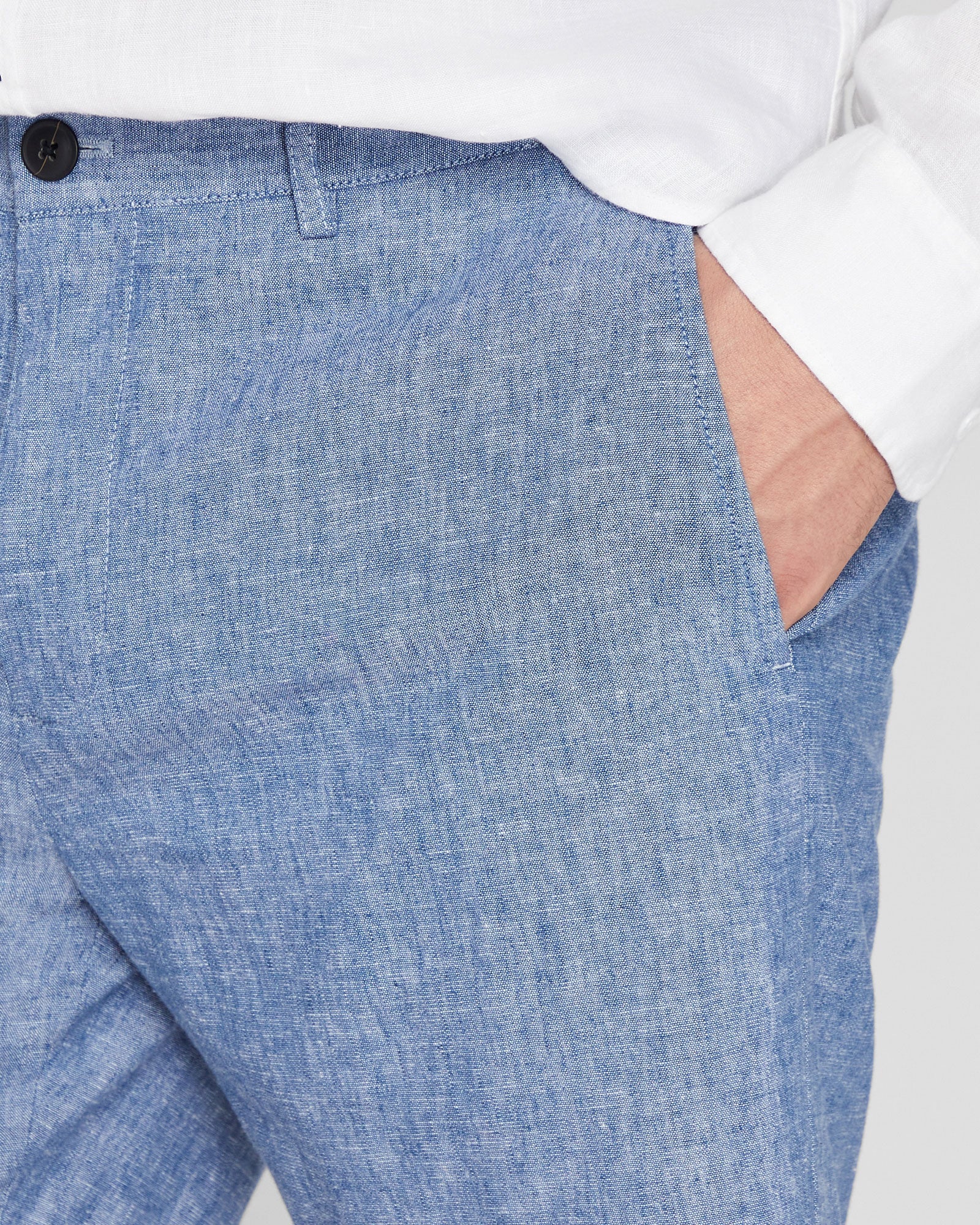 CLUB MONACO - Short chambray Baxter 18 cm (7 po) - Mélange Bleu