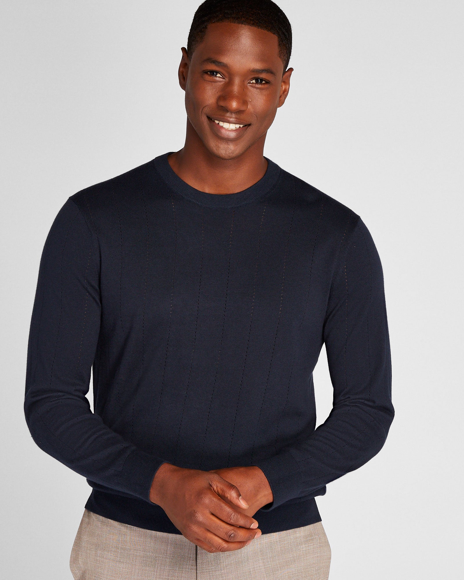 CLUB MONACO - Cotton Silk Crewneck - Navy