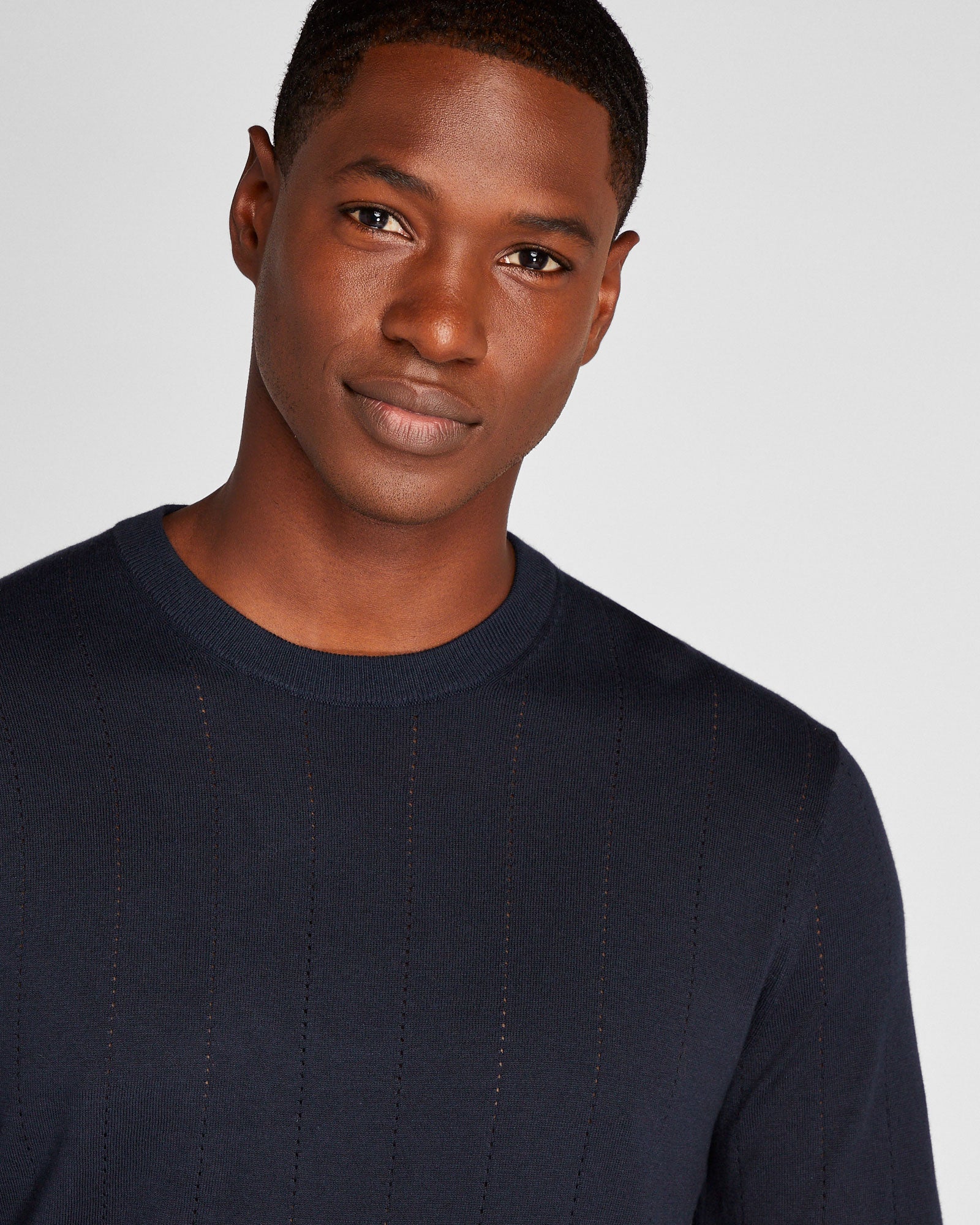 CLUB MONACO - Cotton Silk Crewneck - Navy