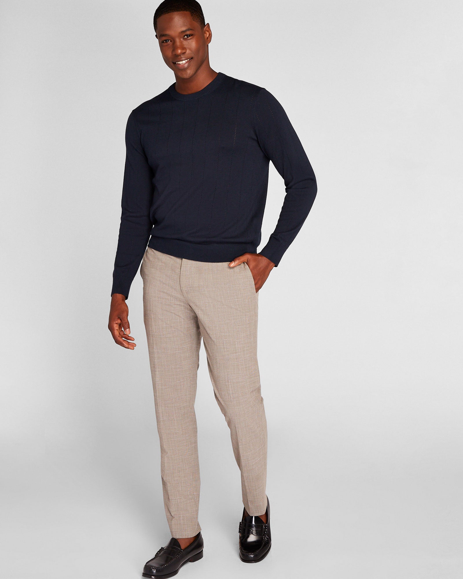 CLUB MONACO - Cotton Silk Crewneck - Navy