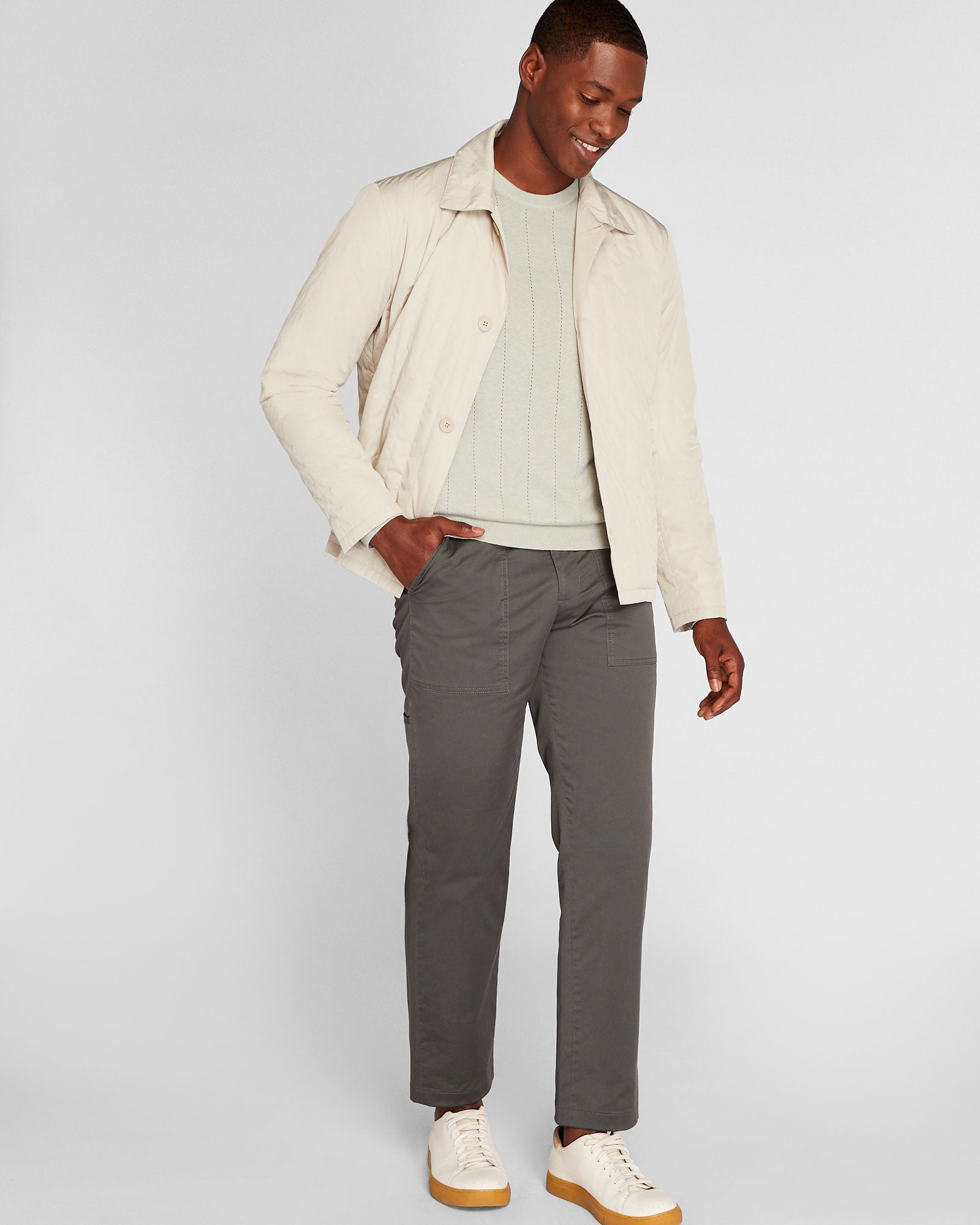 CLUB MONACO - Cotton Silk Crewneck - Sage
