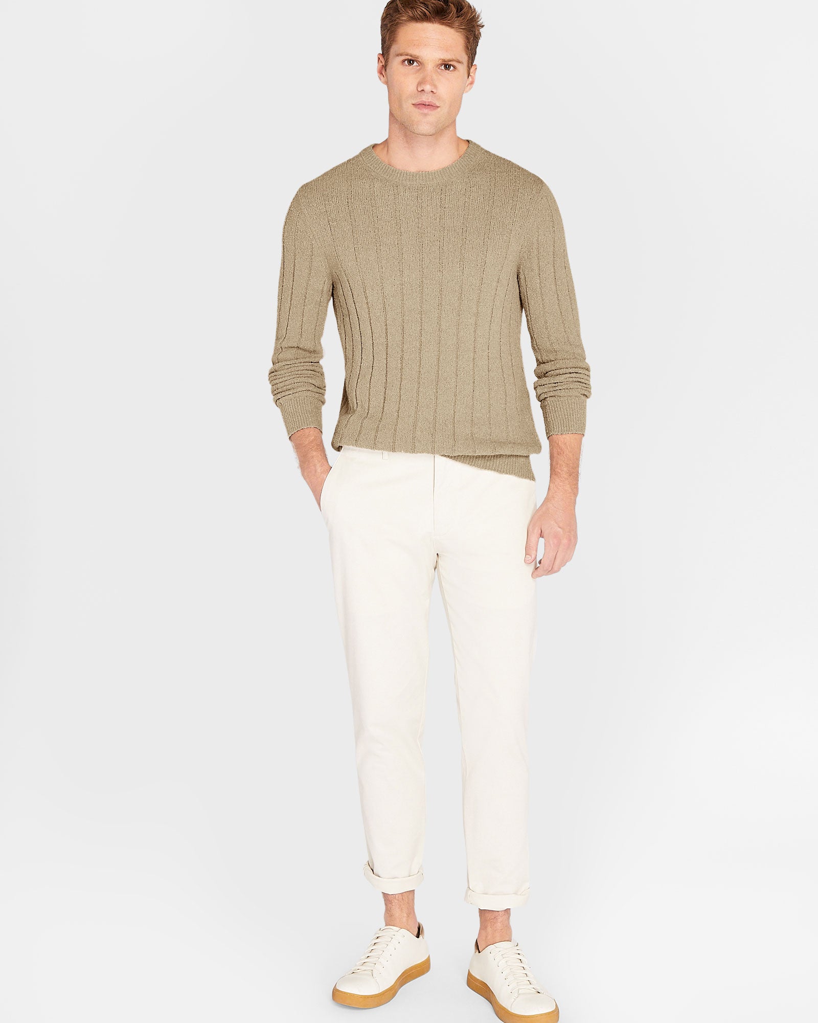 CLUB MONACO - Bouclé Crewneck - Light Khaki