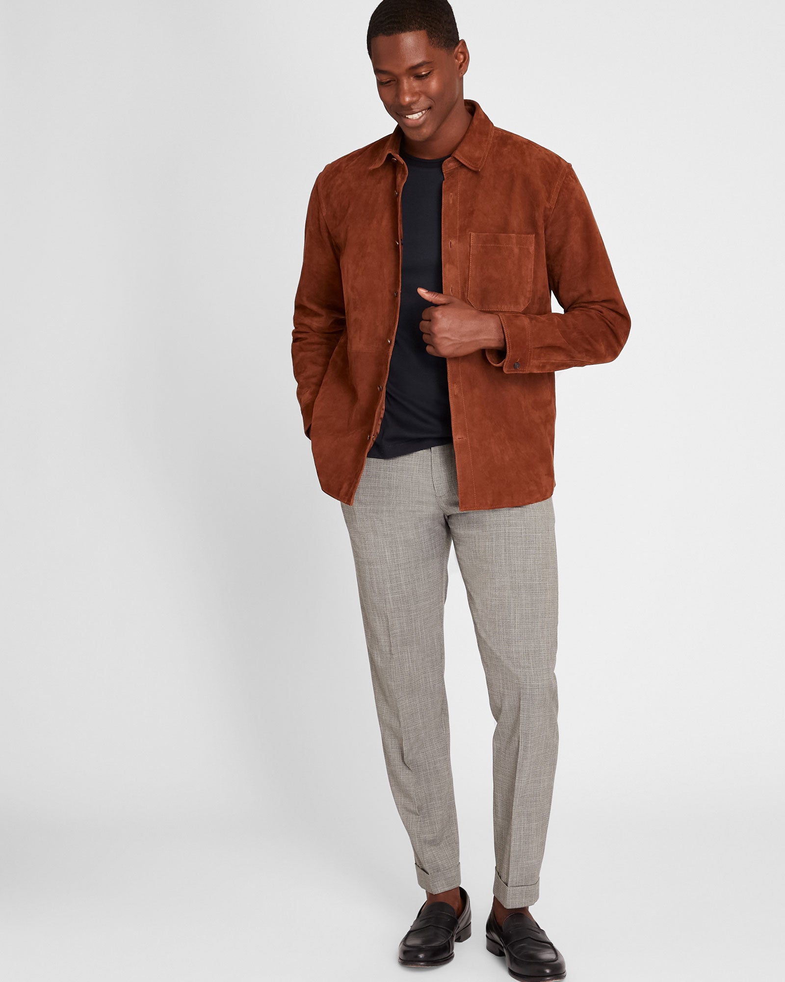 CLUB MONACO - Pantalon micro pied-de-poule Sutton - Mélange De Brun