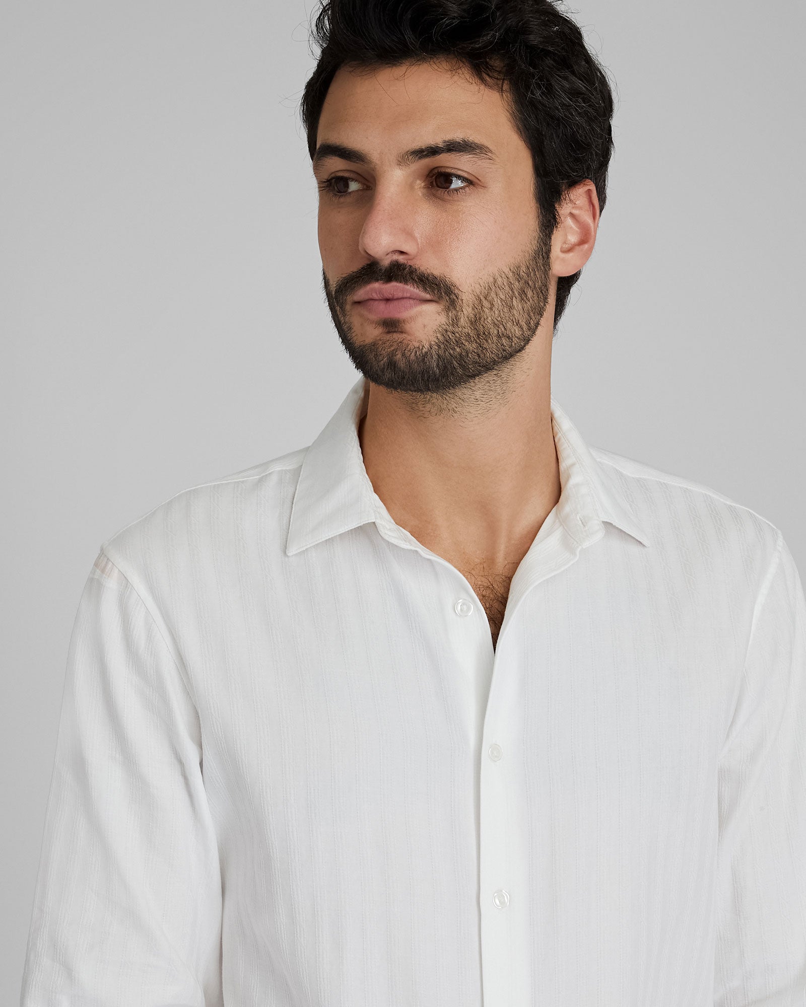CLUB MONACO - Slim Jacquard Cable Shirt - Antique White