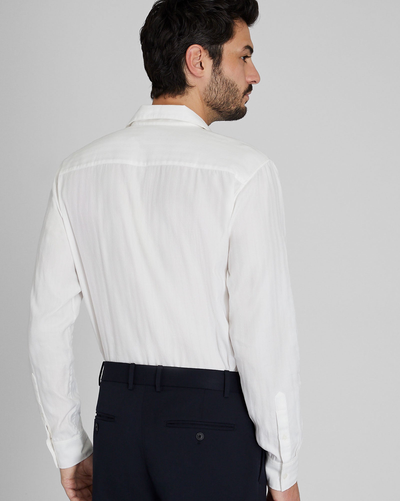 CLUB MONACO - Slim Jacquard Cable Shirt - Antique White