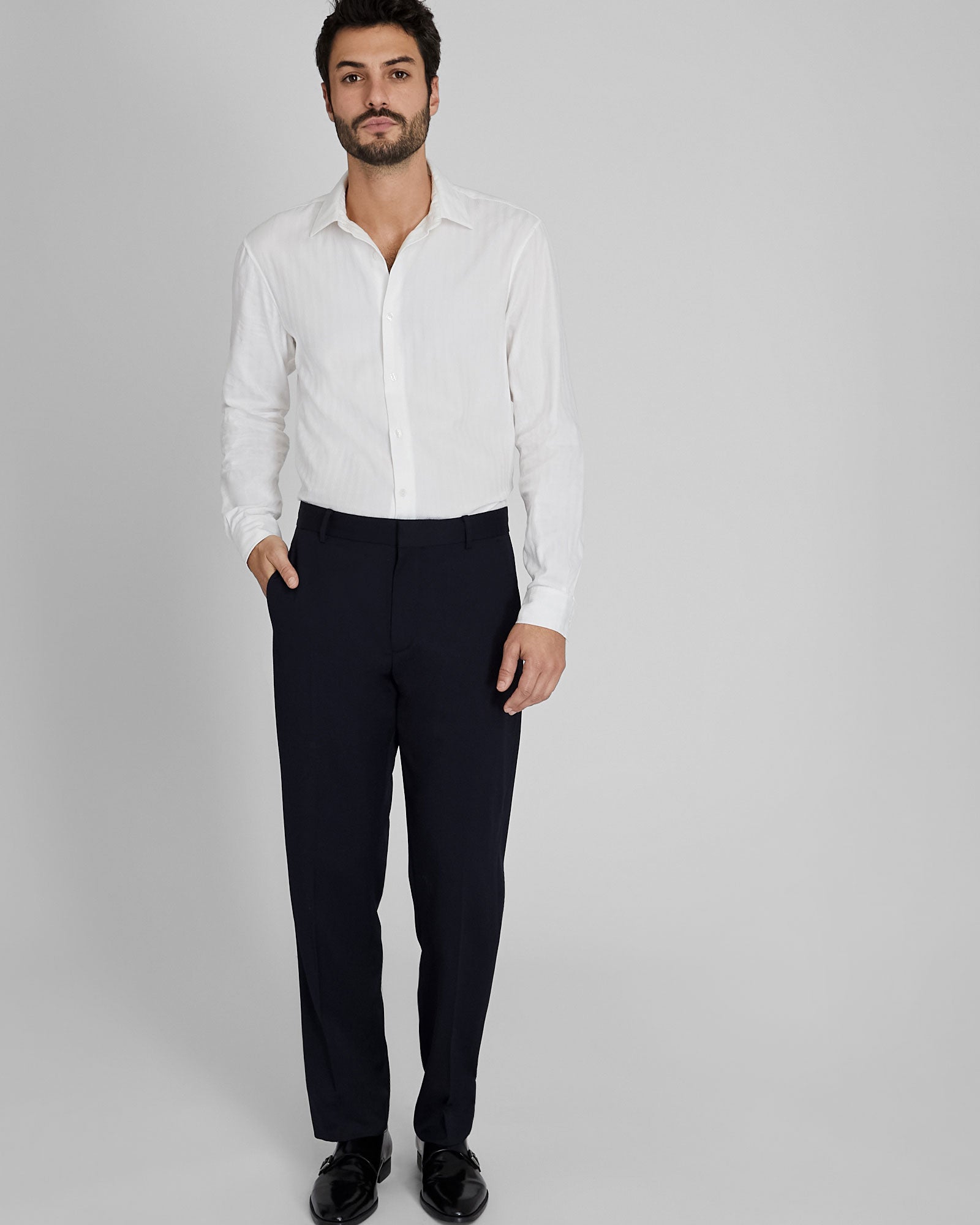 CLUB MONACO - Slim Jacquard Cable Shirt - Antique White