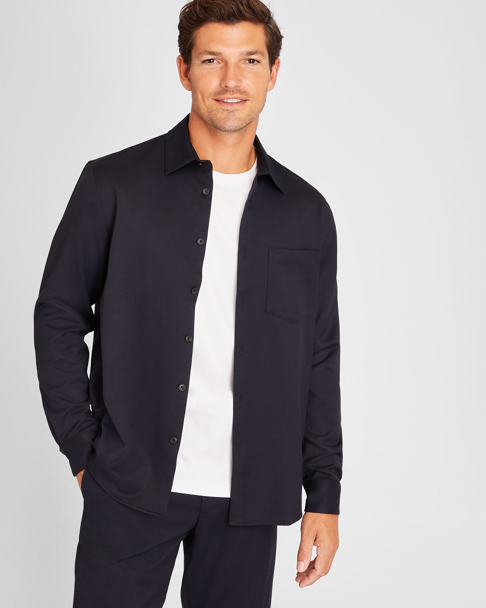 CLUB MONACO - Chemise en laine raffinée - Marine