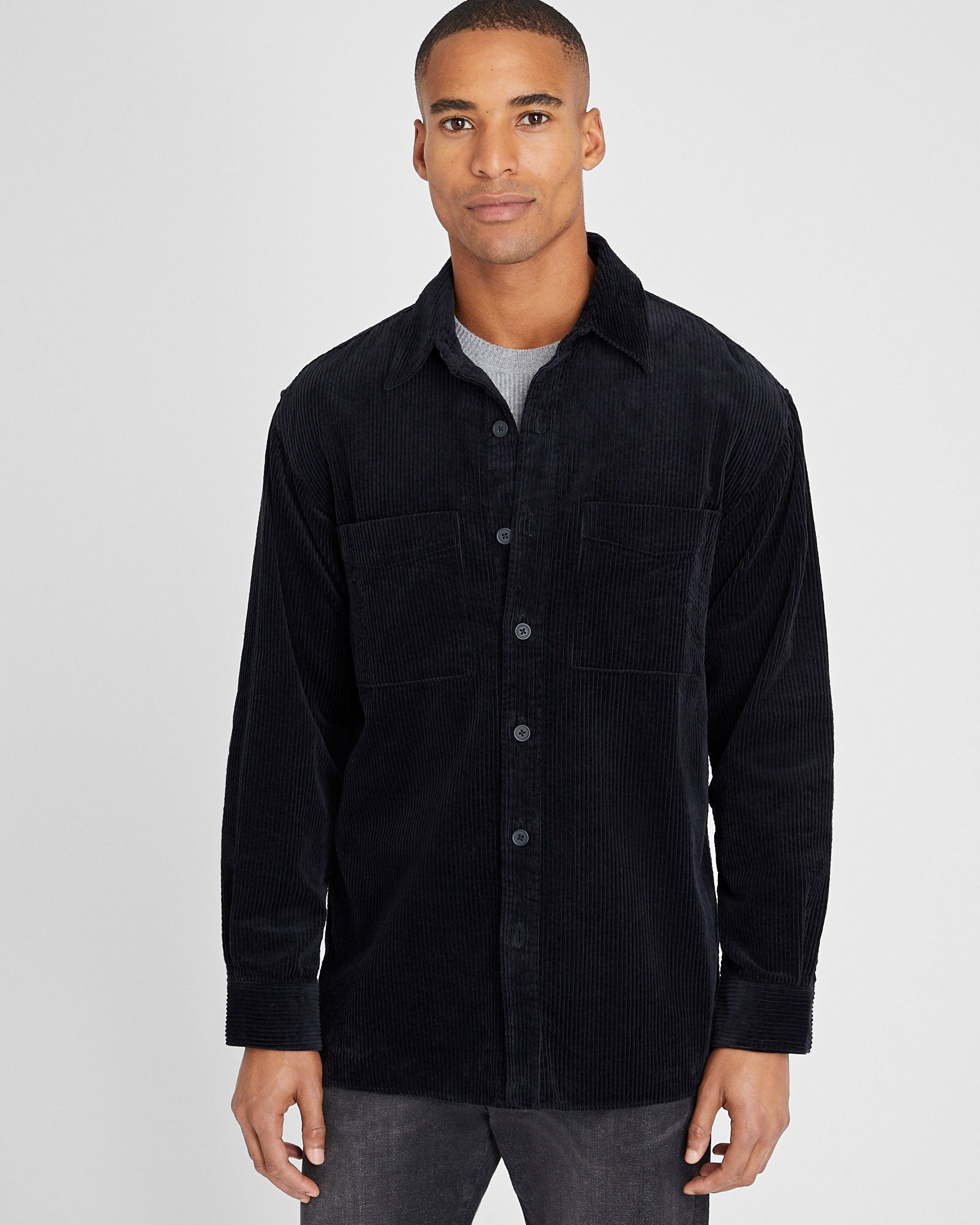 CLUB MONACO - Wide Wale Corduroy Shirt - Black