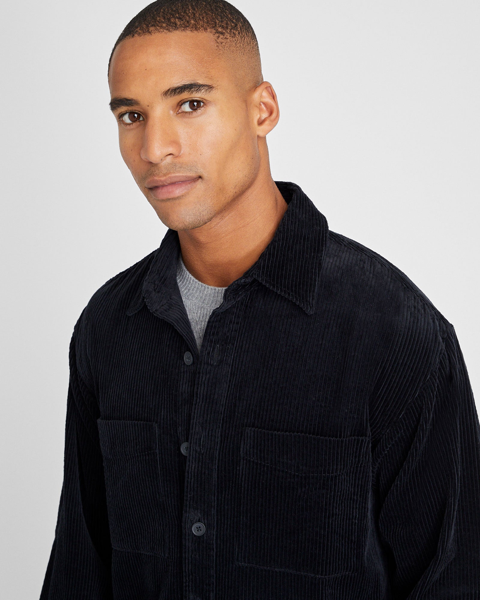 CLUB MONACO - Wide Wale Corduroy Shirt - Black