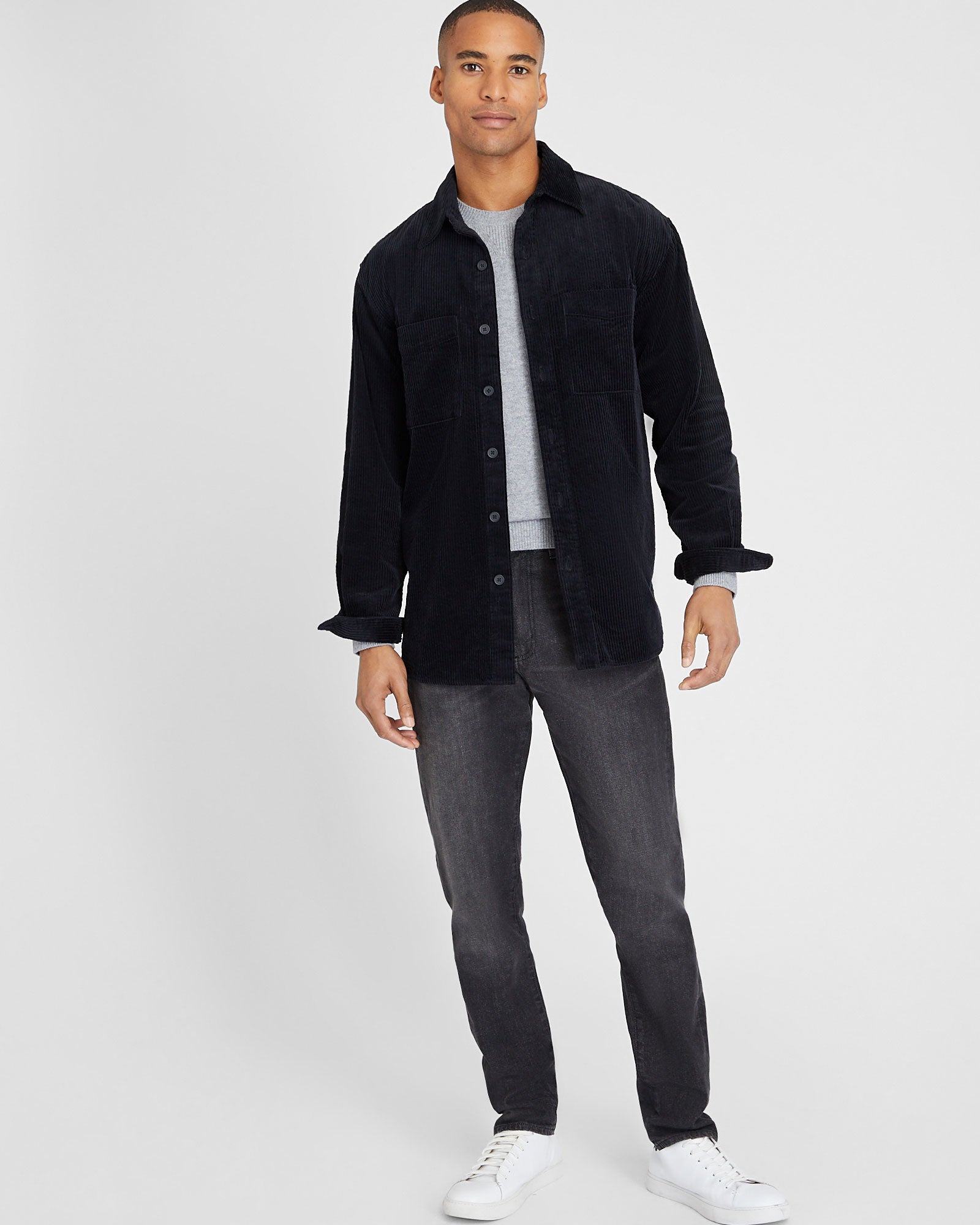 CLUB MONACO - Wide Wale Corduroy Shirt - Black