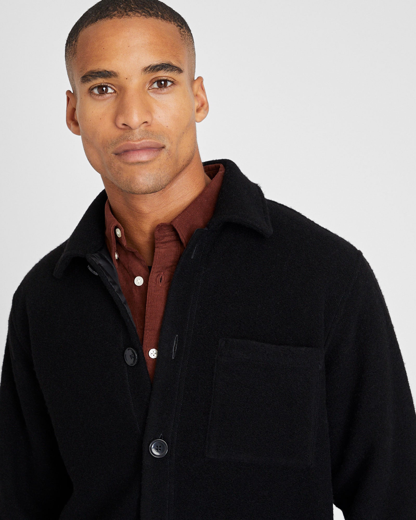 CLUB MONACO - Brushed Wool Shirt Jacket - Noir