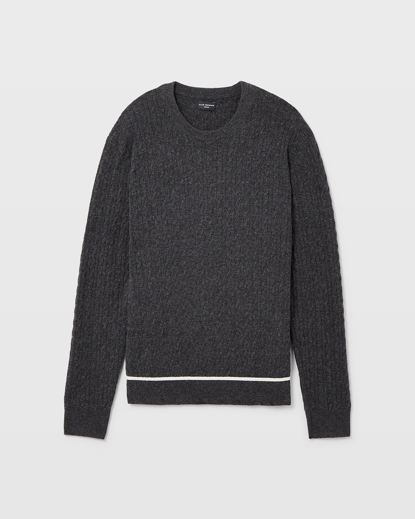 CLUB MONACO - Cable Tipped Crewneck - Charcoal