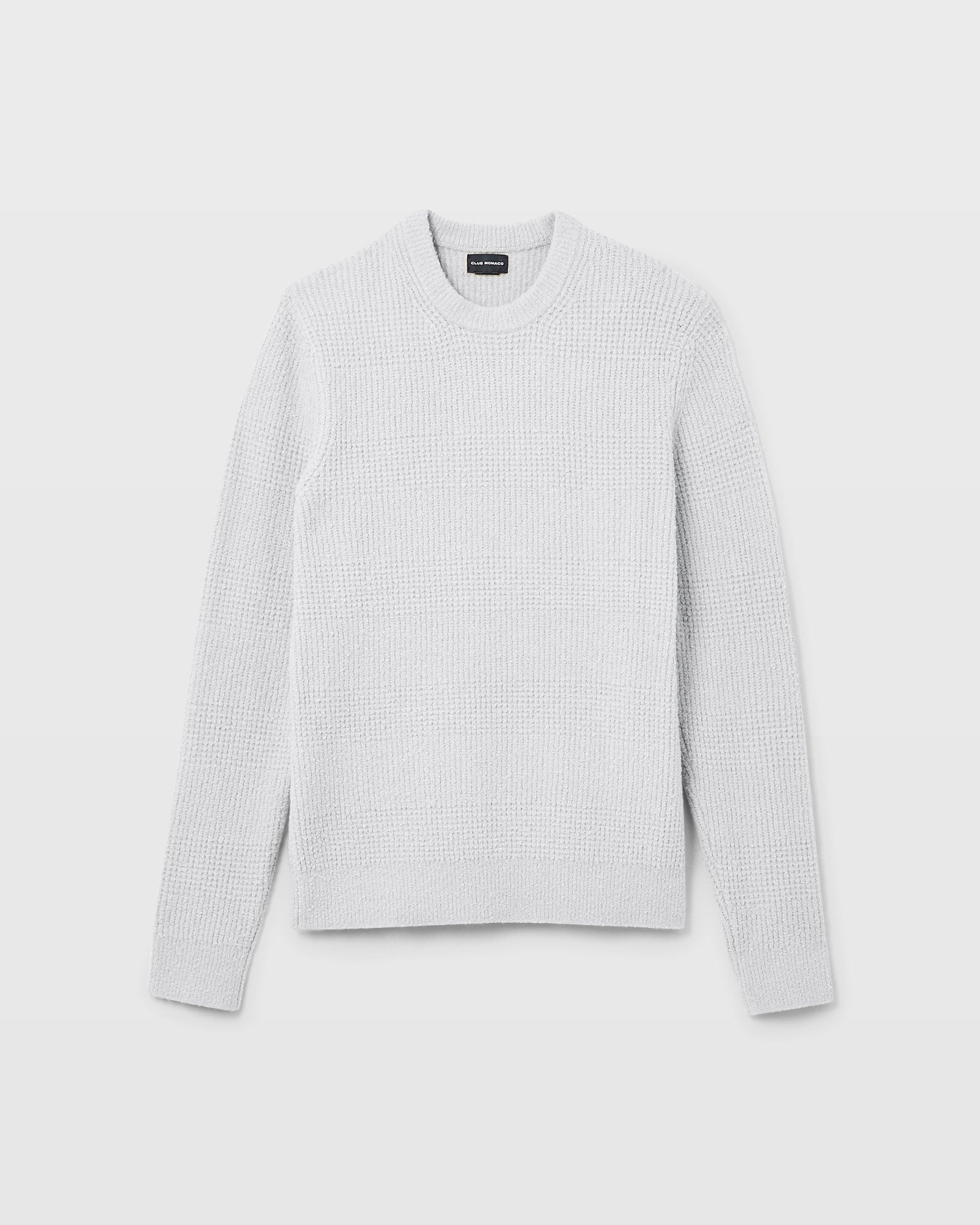 CLUB MONACO - Bouclé Waffle Stitch Crewneck - Stripe - Natural