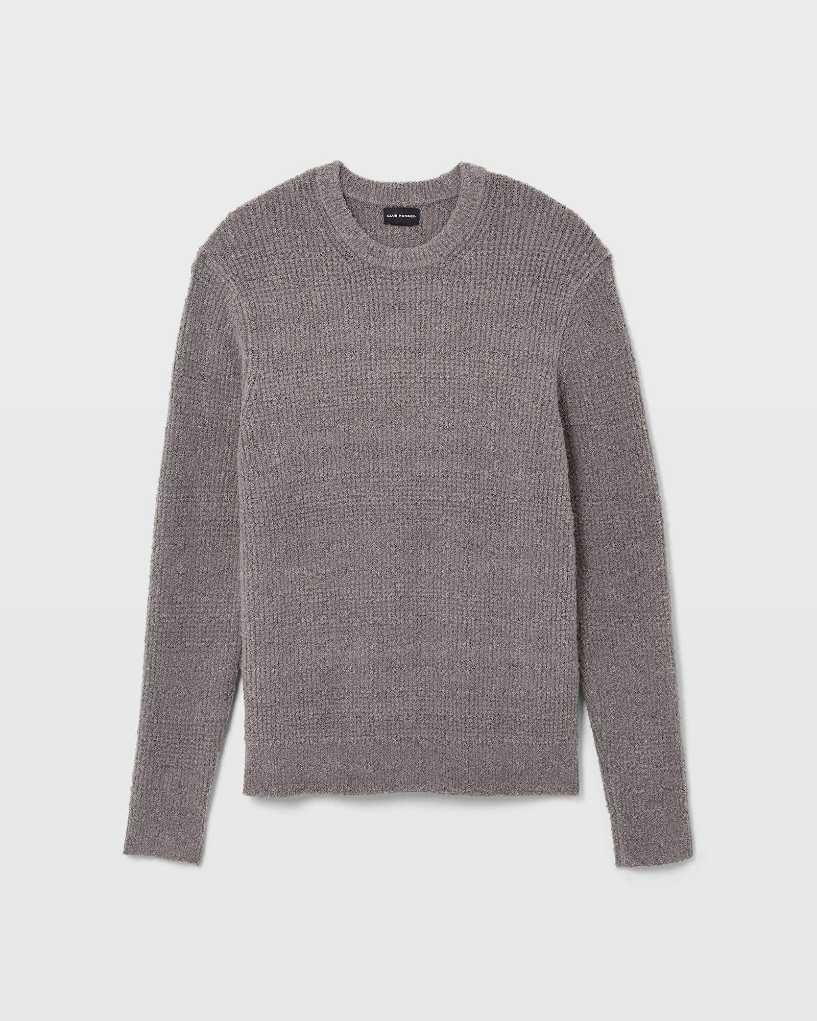 CLUB MONACO - Bouclé Waffle Stitch Crewneck - Blue