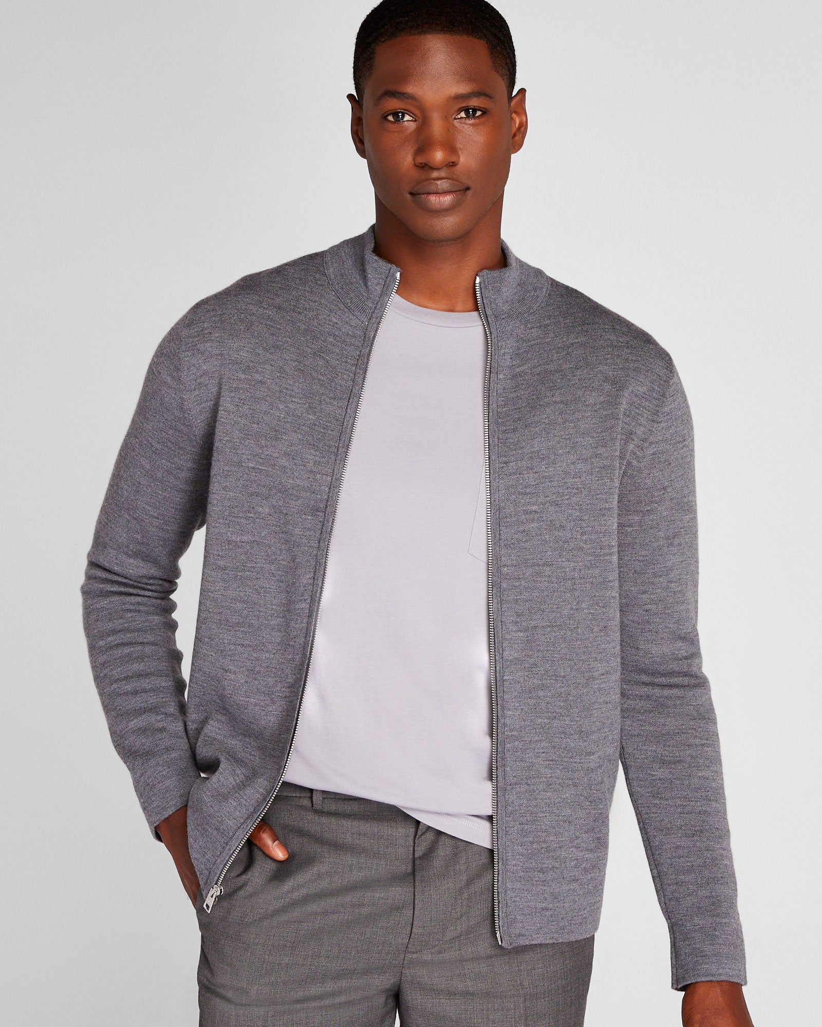 CLUB MONACO - Chandail double face à glissière - Anthracite