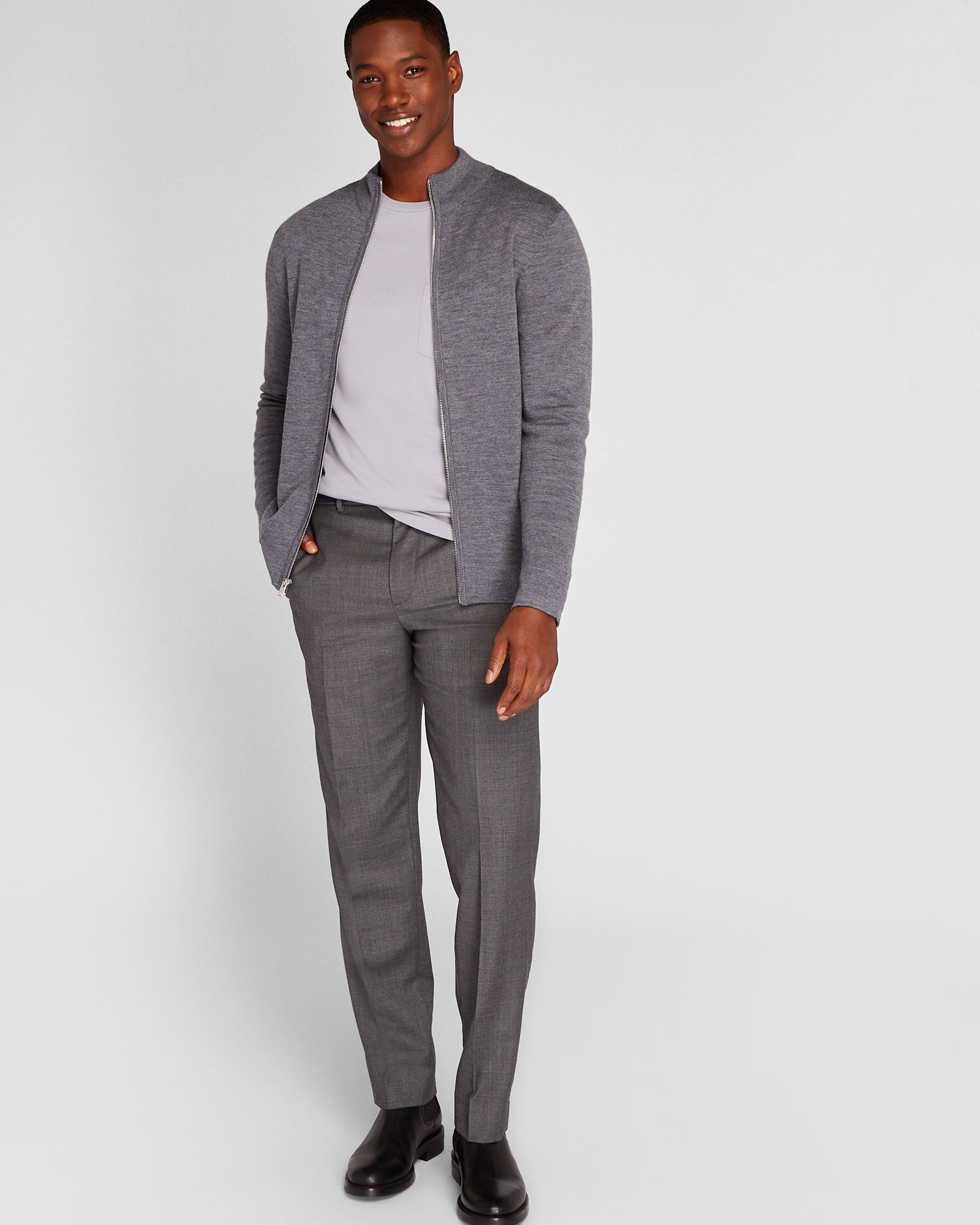 CLUB MONACO - Chandail double face à glissière - Anthracite