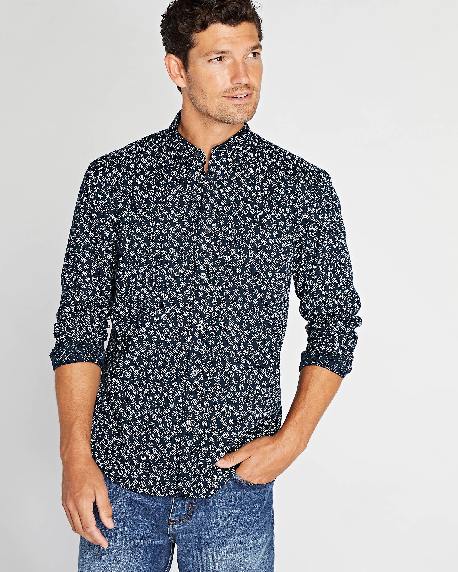 CLUB MONACO - Chemise en lin motif à pois - Multi