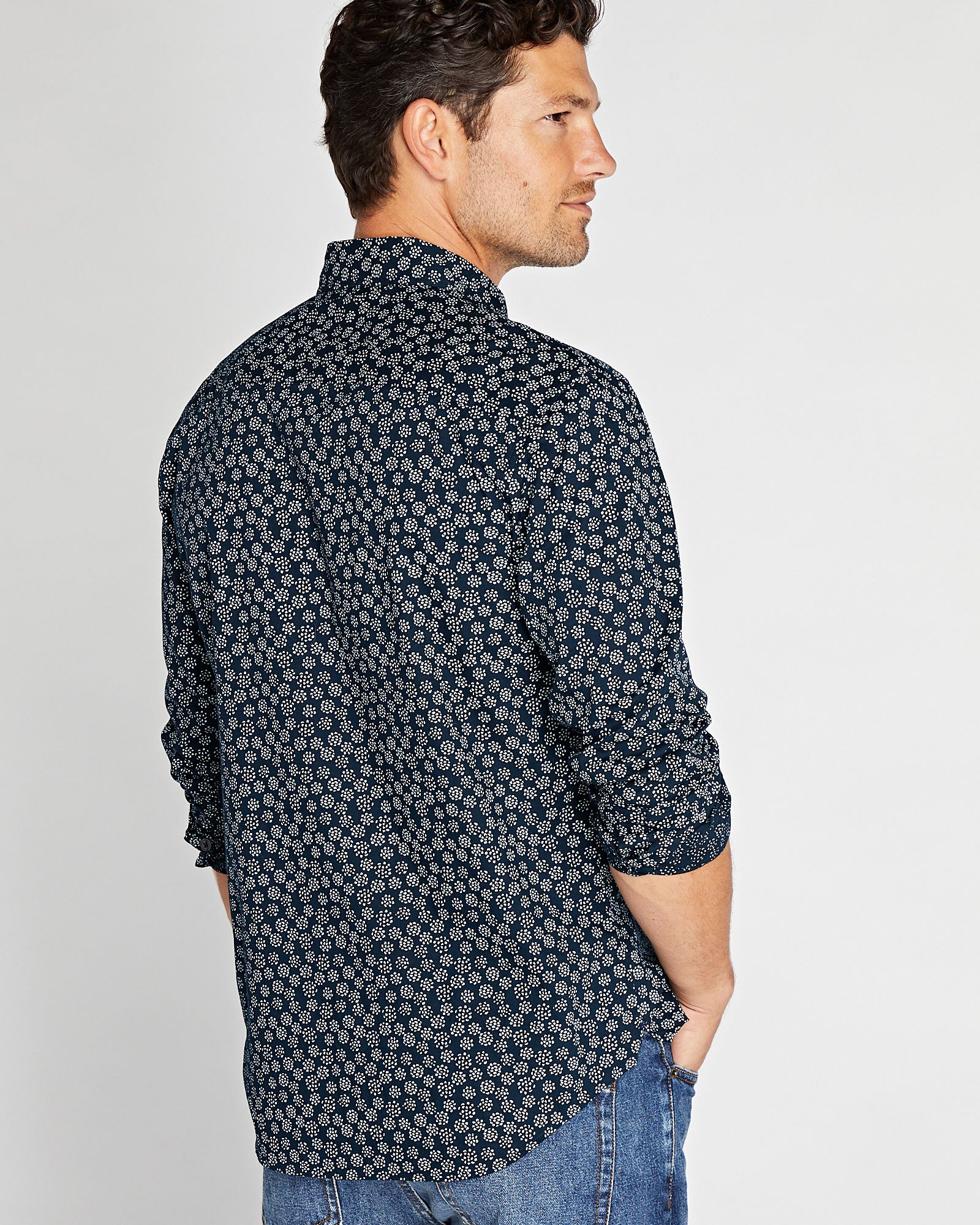 CLUB MONACO - Chemise en lin motif à pois - Multi