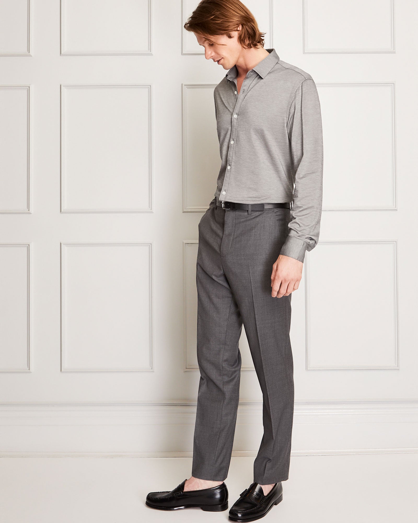 CLUB MONACO - Chemise en tricot japonais - Mélange Gris
