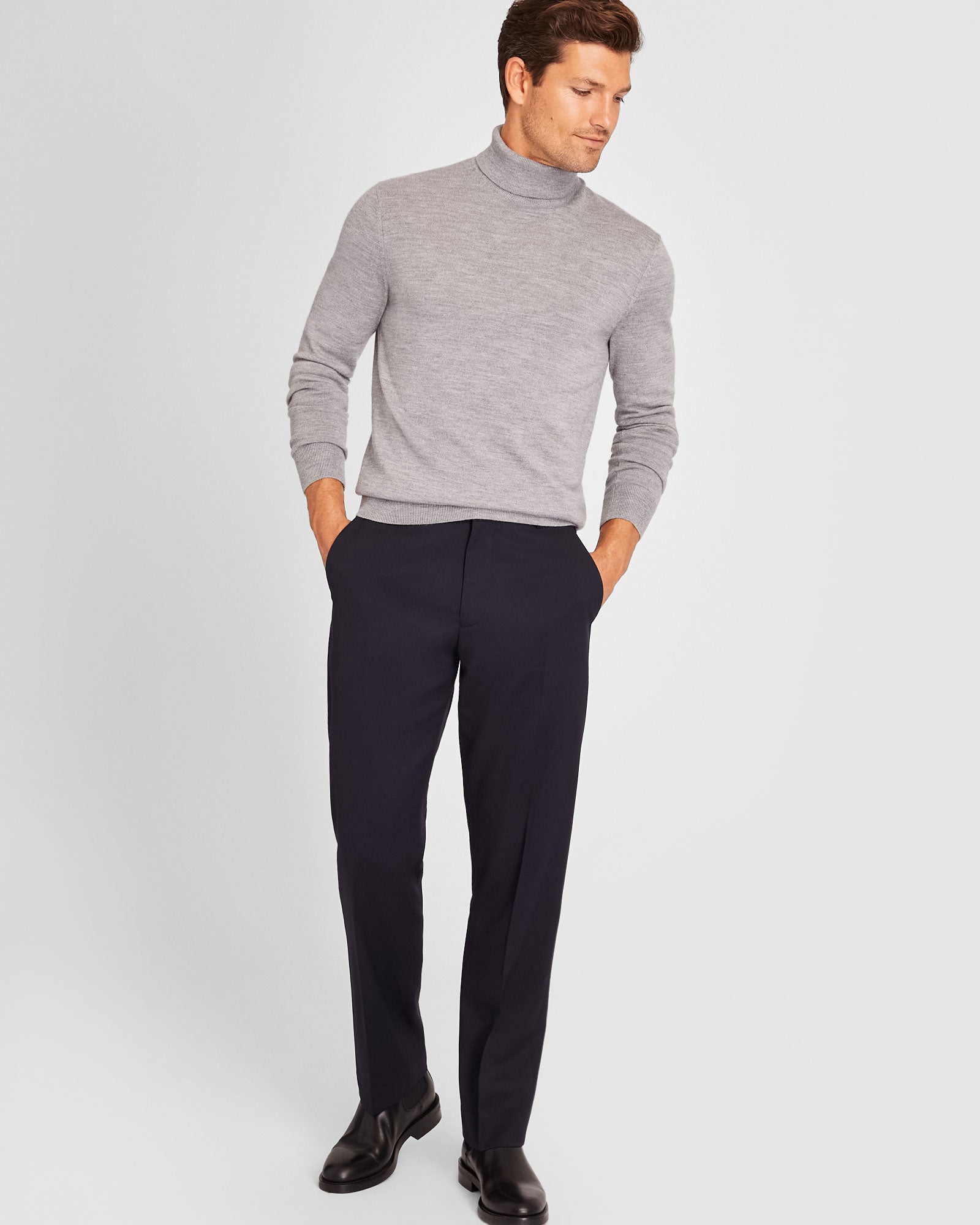 CLUB MONACO - Merino Wool Turtleneck - Medium Heather Grey