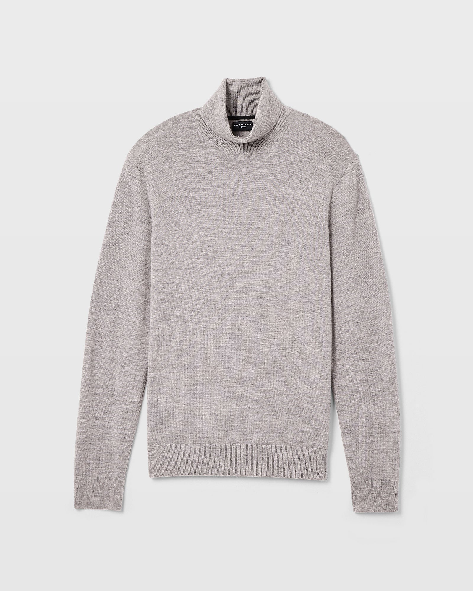 CLUB MONACO - Merino Wool Turtleneck - Medium Heather Grey