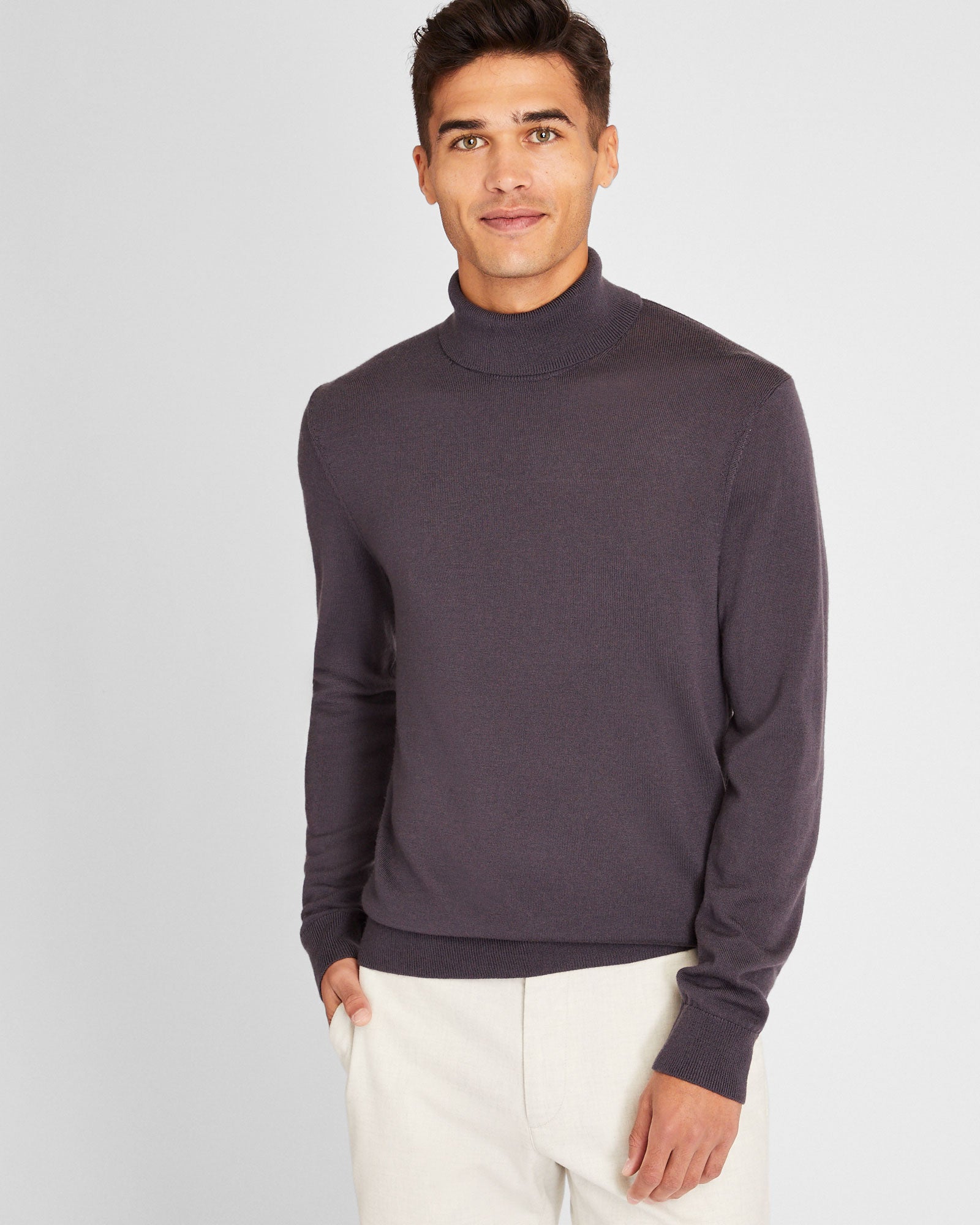 CLUB MONACO - Merino Wool Turtleneck - Dark Charcoal